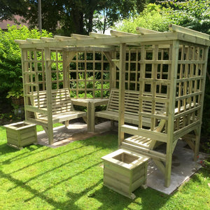 Riviera Large Chunky Wooden Corner Garden Arbour - Churnet Valley