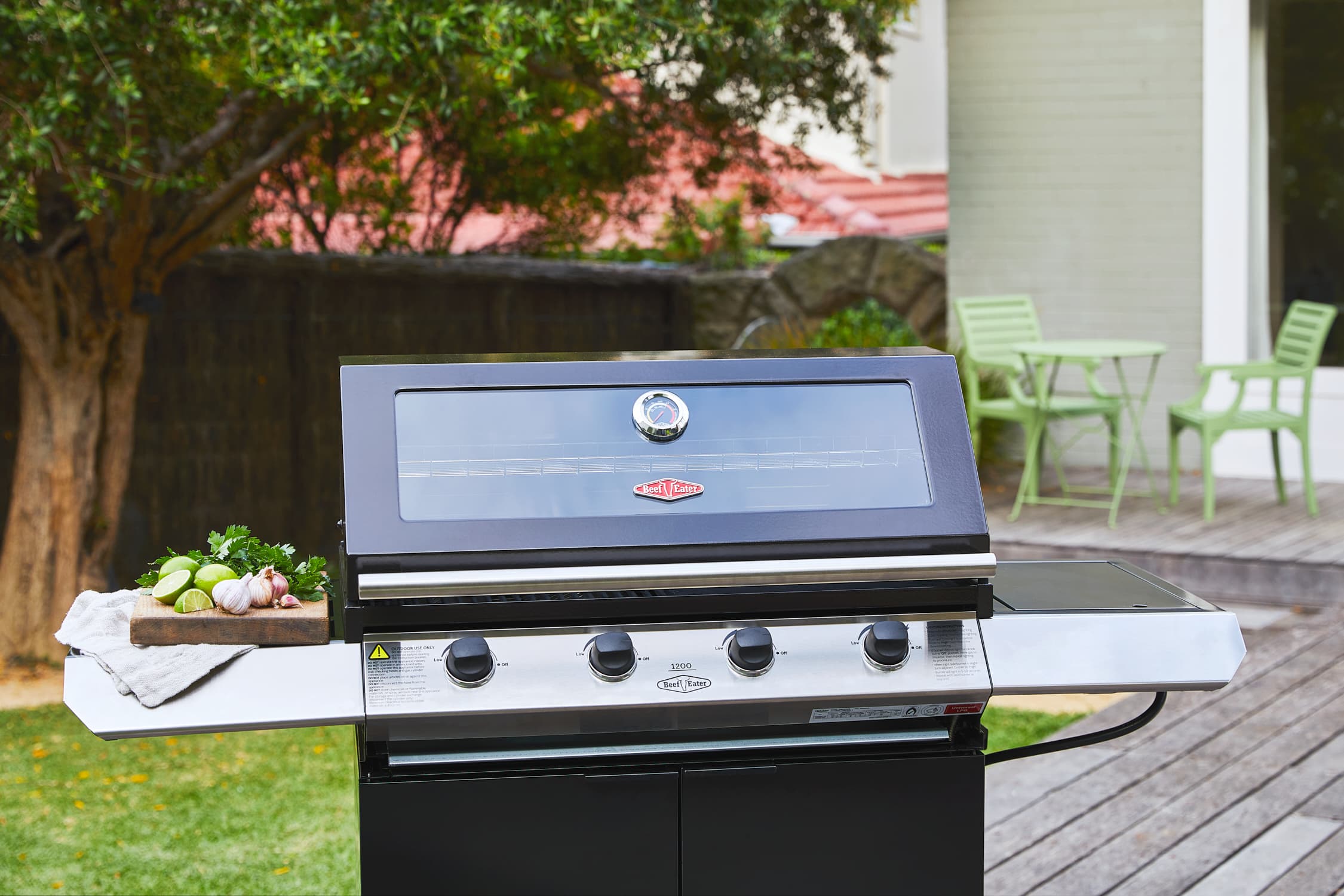 Beefeater 1200E 4 Burner Gas BBQ & Side Burner with Built In Trolley