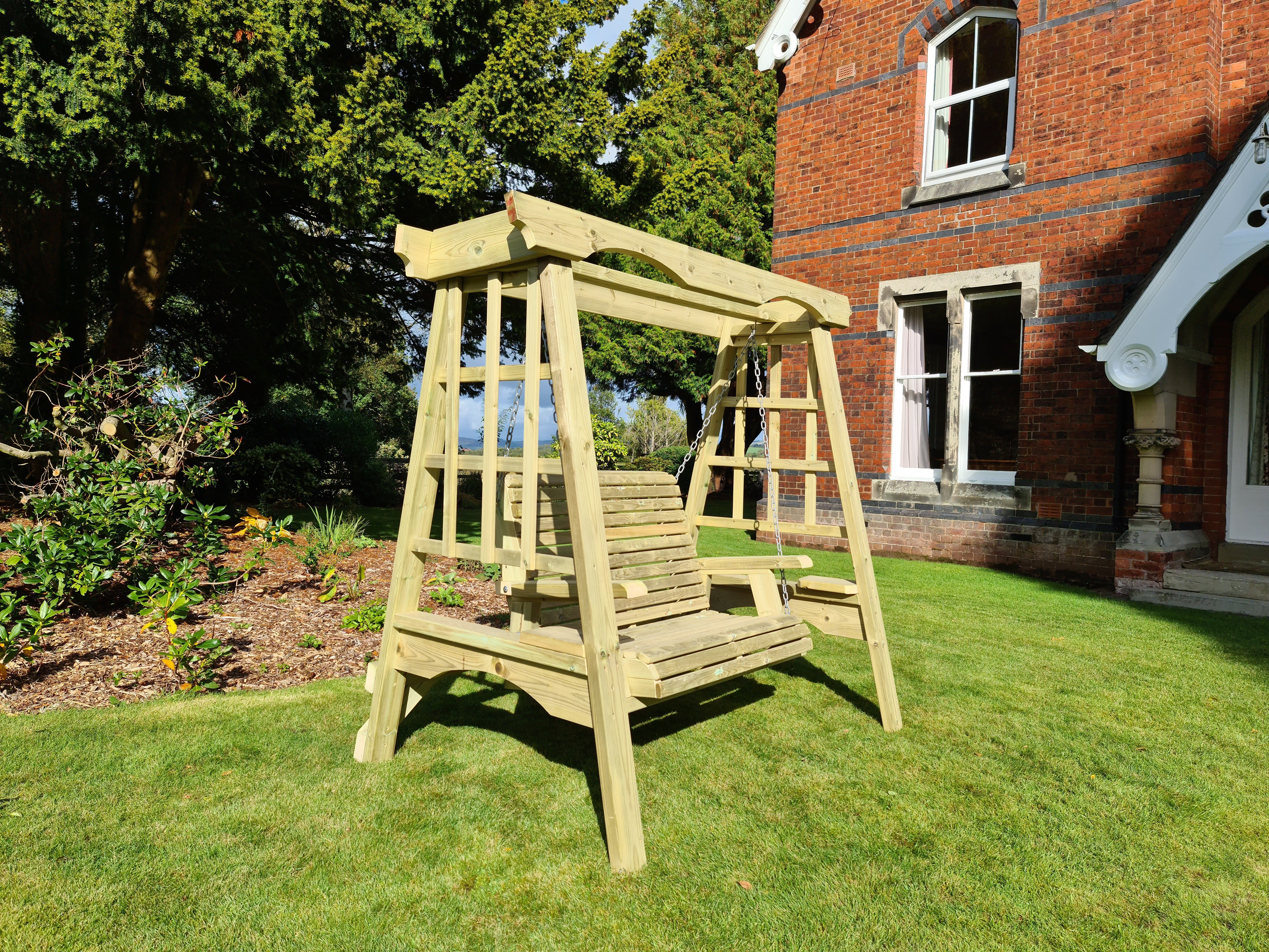 Cottage 2 Seater Chunky Wooden Garden Swing - Churnet Valley