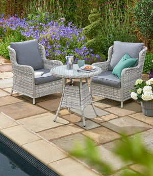 Wroxham Wicker Weave Style Garden Bistro Set with 2 Chairs