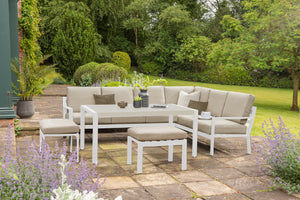 Titchwell Corner 6 Seater Garden Lounge Set with Standard Table in White