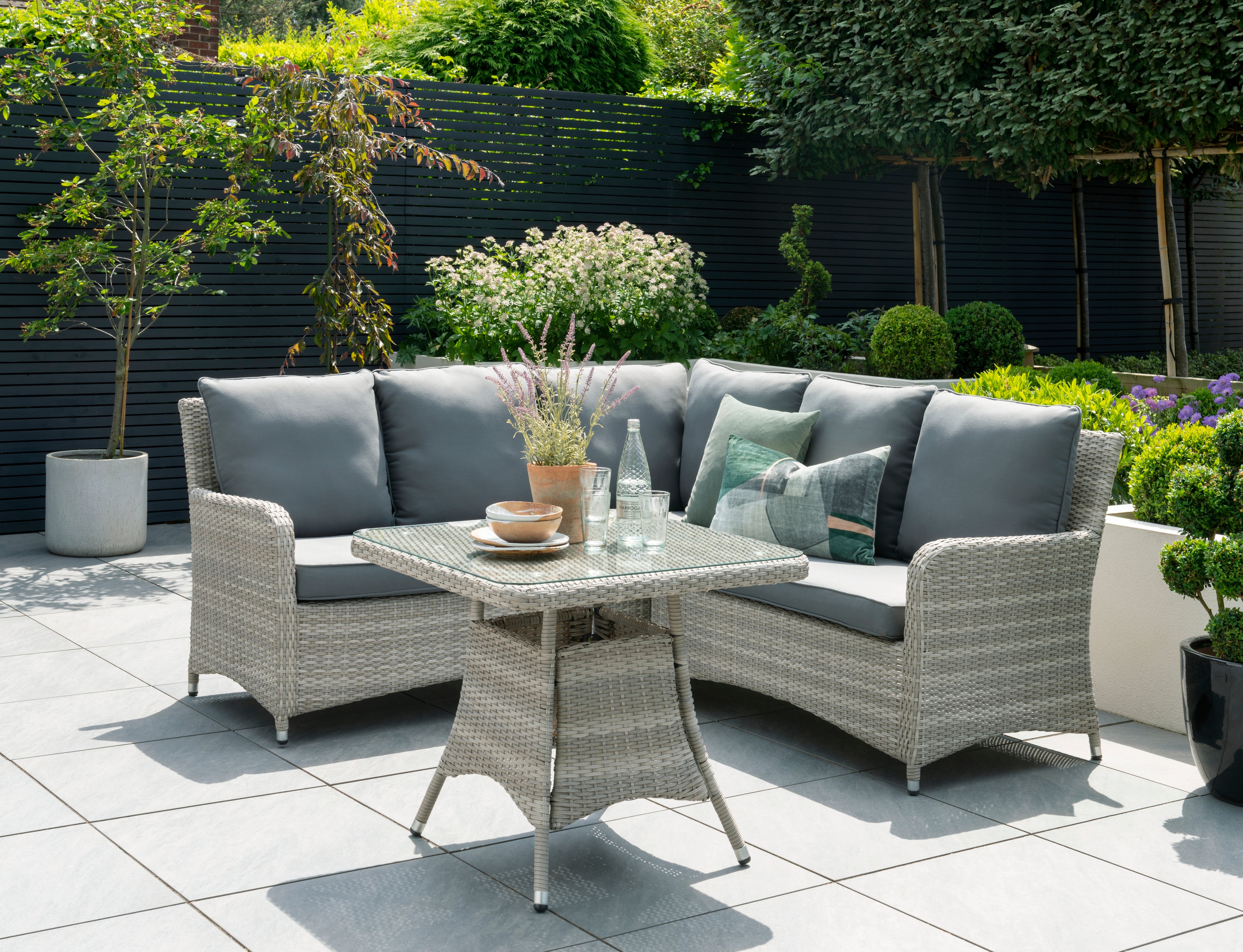 Weybourne Weave Style Garden Lounge Corner Set - Grey