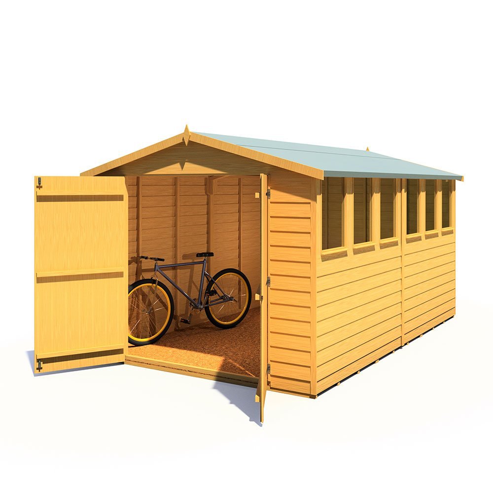 Shire 12x8 Overlap Apex Garden Shed with Windows