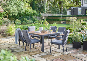 Easton 6 Seater Garden Dining Set - Aluminium Frame - Anthracite