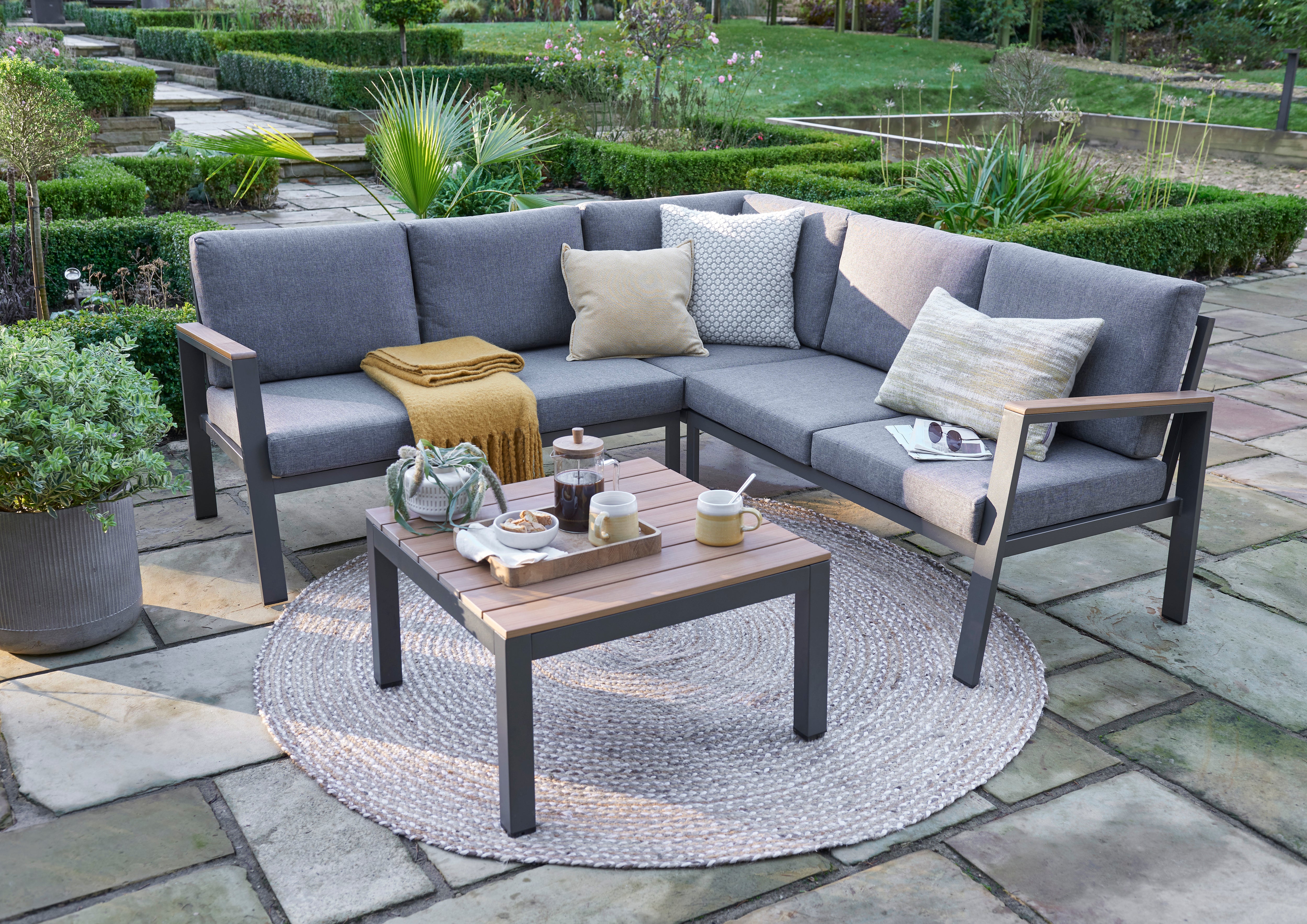 Easton Mini Garden Corner Lounge Set - Aluminium Frame - Anthracite