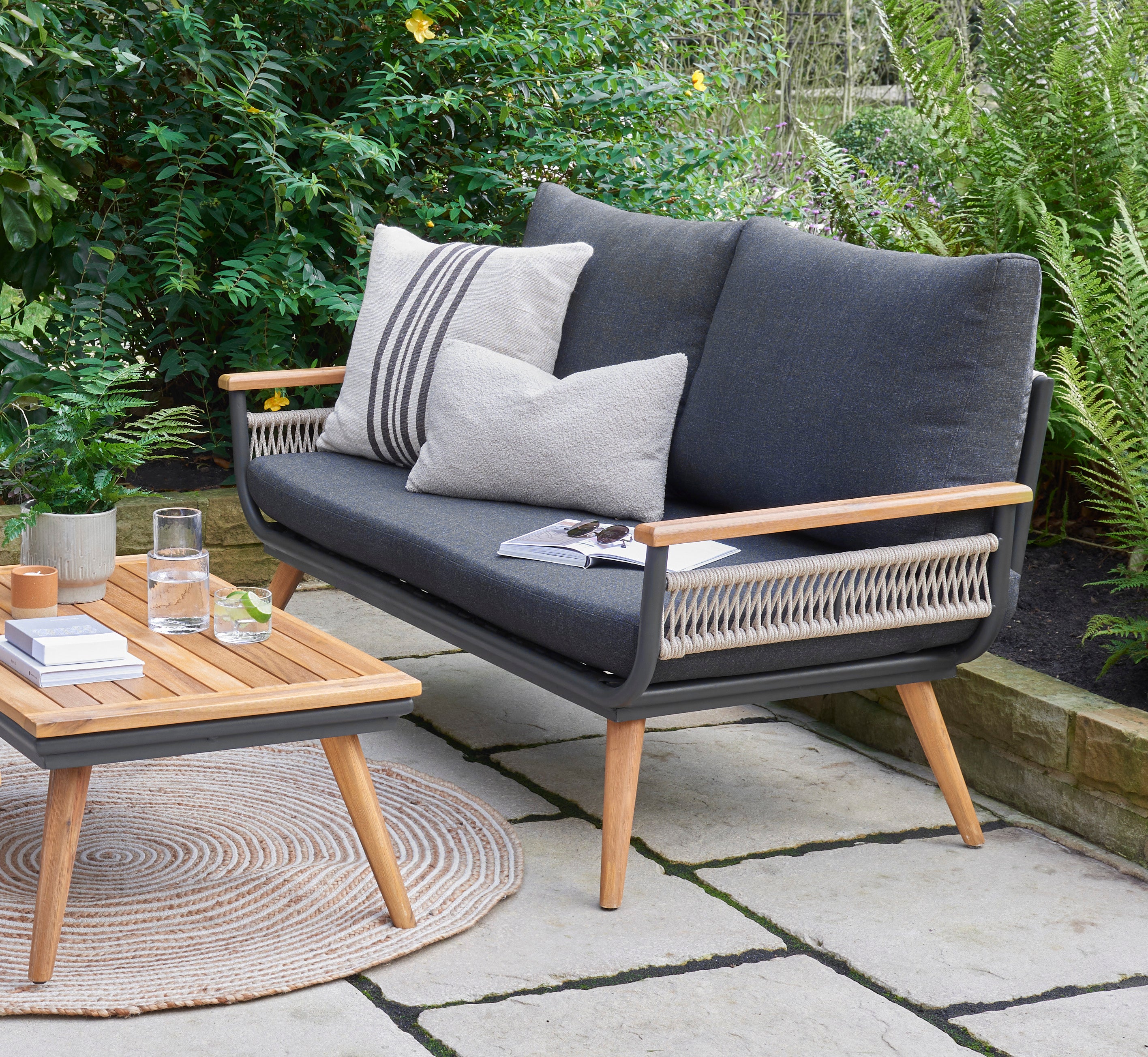 Kimora Wooden Garden Lounge Set with Coffee Table & Chairs (Seats 4)