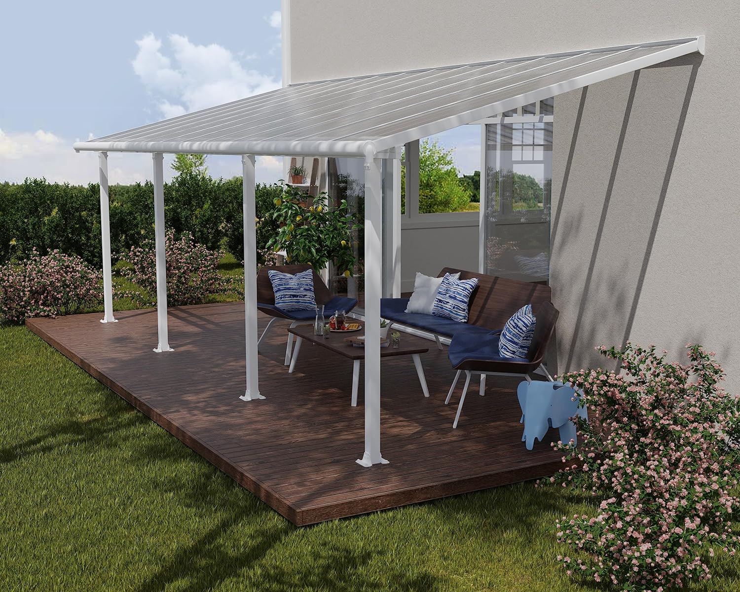 Sierra Aluminium 3m x 7.3m White Polycarbonate Patio Cover - Canopia By Palram