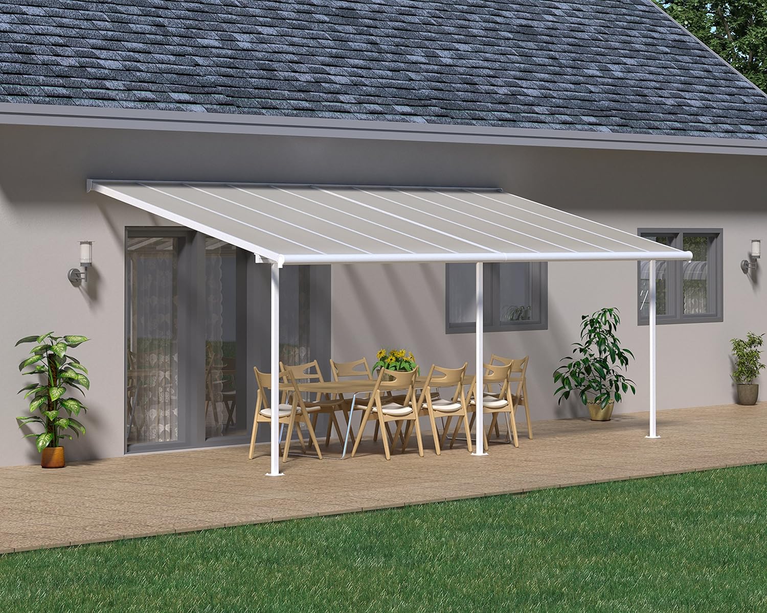 Sierra Aluminium 3m x 6.1m White Polycarbonate Patio Cover - Canopia By Palram