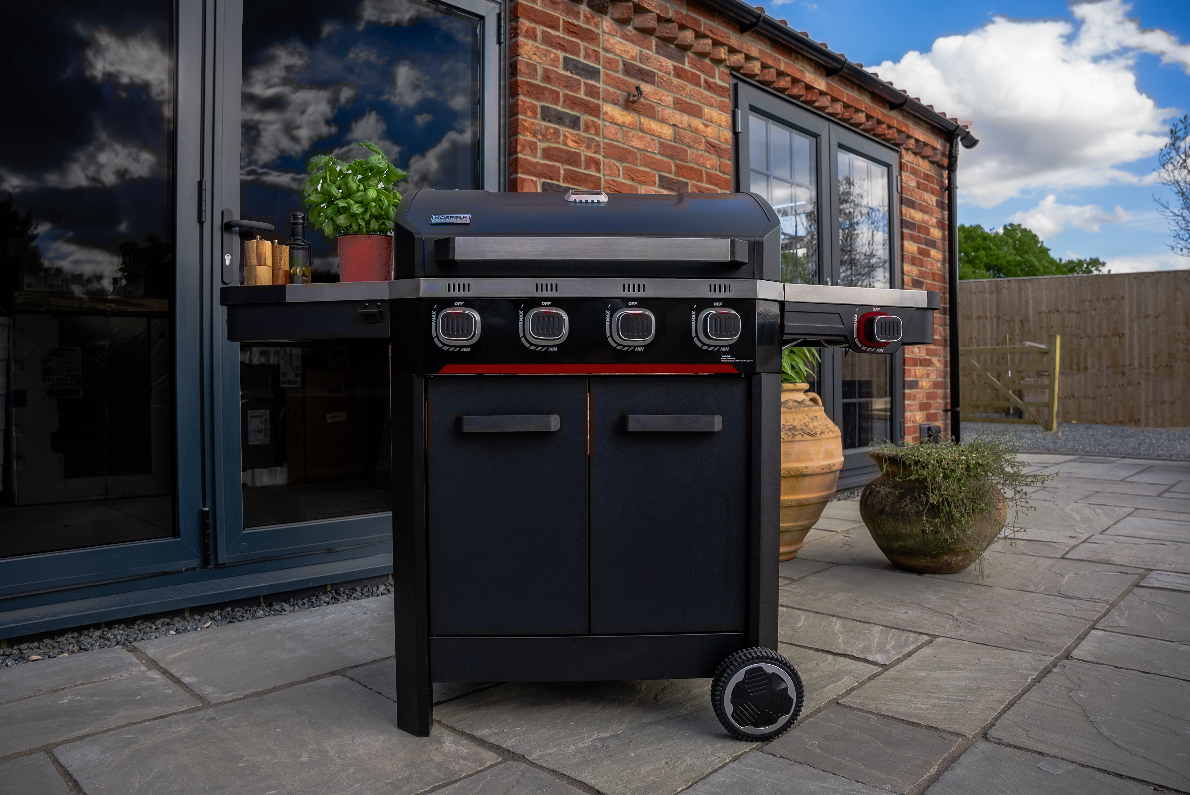 Norfolk Grills Atlas 400 Gas BBQ - 4 Burners with Side Burner & Cabinet