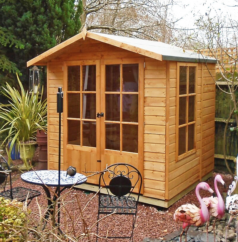 Shire 7x7 Buckingham Summerhouse with Double Doors & Long Windows