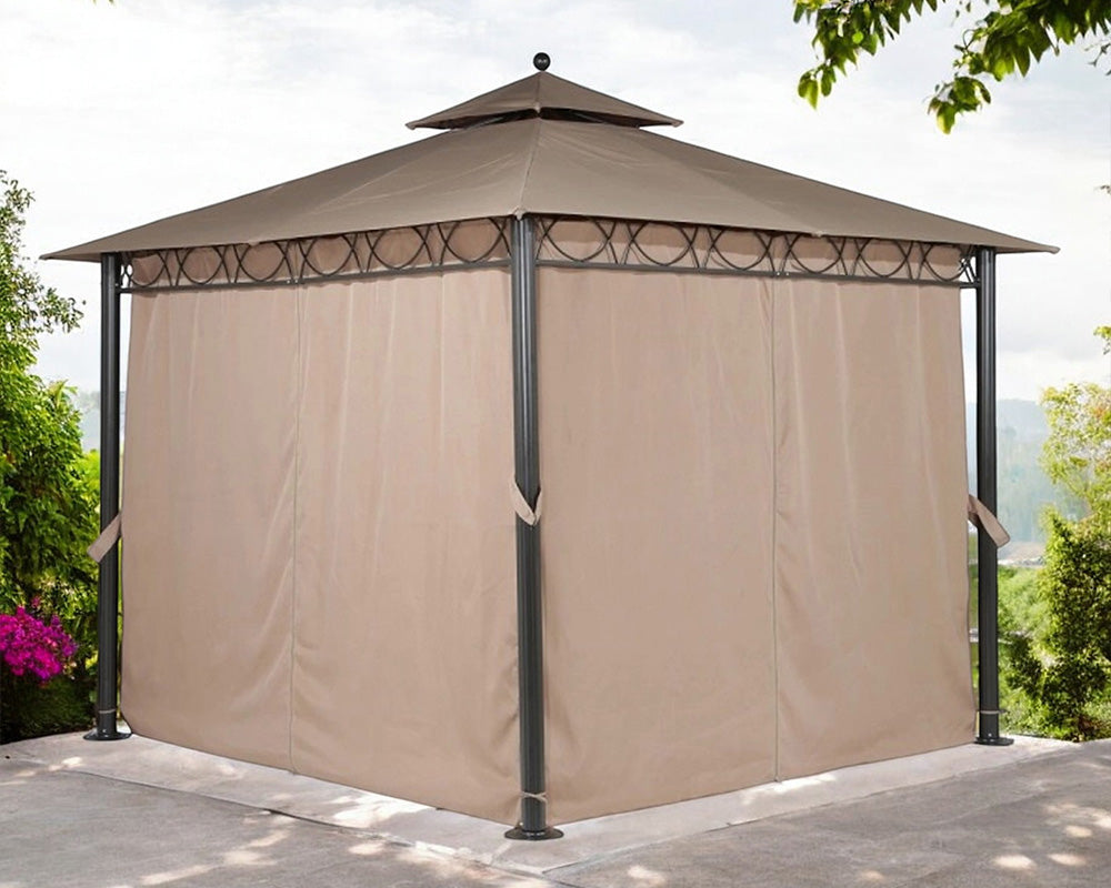 Dubai 3m x 3m Steel Framed Gazebo & Pergola with Brown (Mocha) Roof & Sides