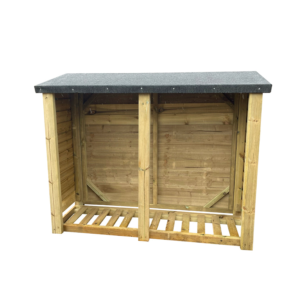 Wooden 5ft x 4ft Log Store with Felted Roof - Churnet Valley