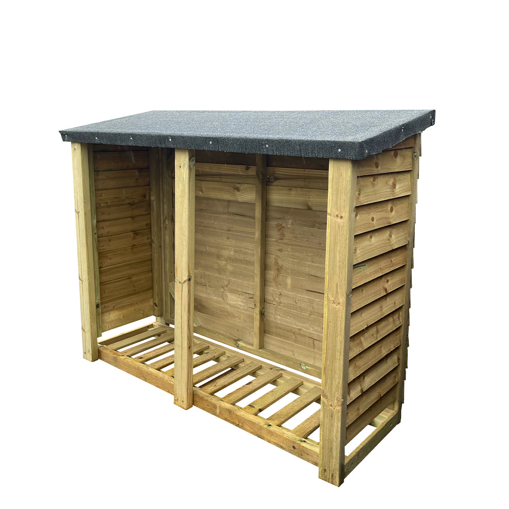 Wooden 4ft x 6ft Log Store with Felted Roof - Churnet Valley