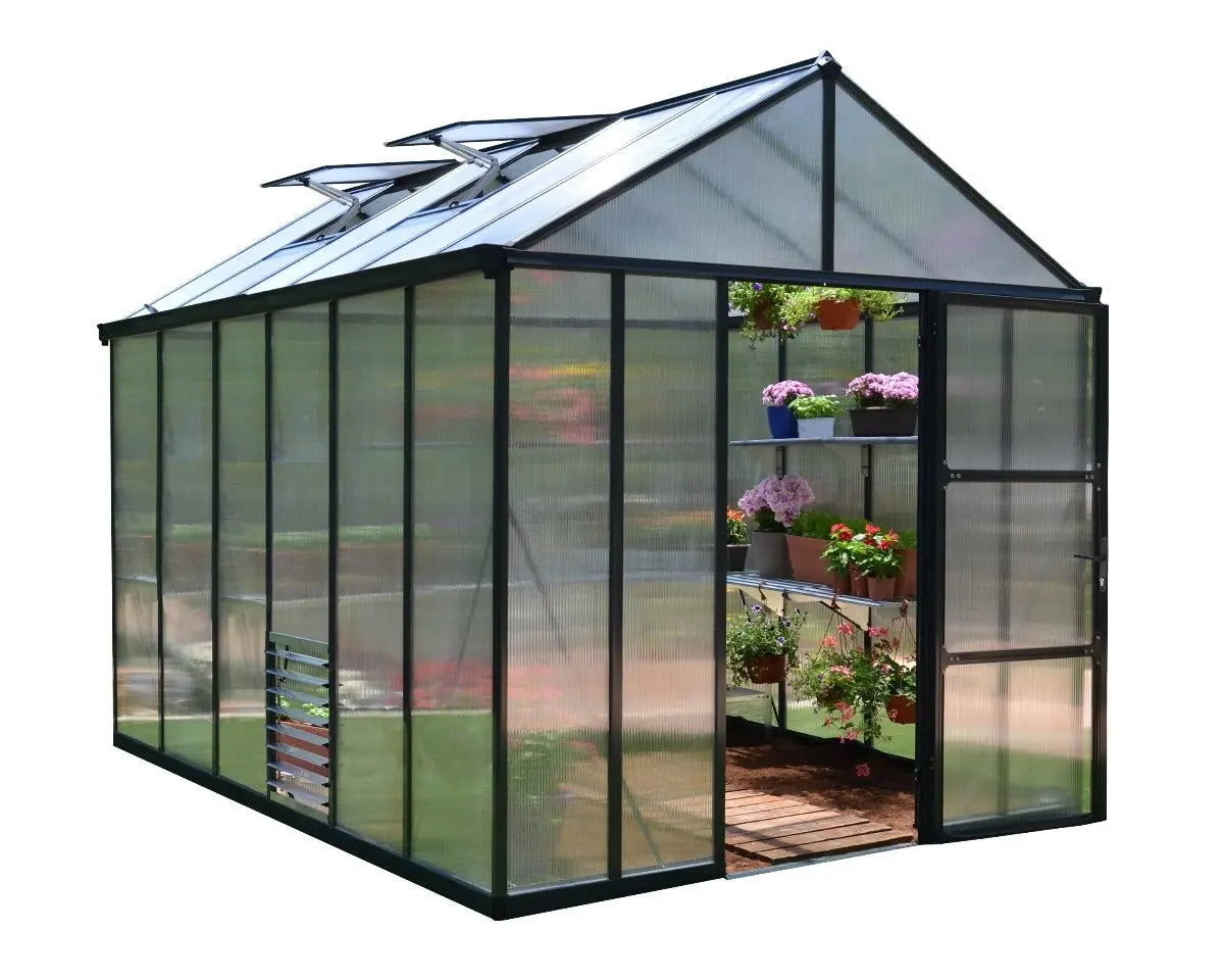Glory Aluminium Frame 8ft x 12ft Premium Polycarbonate Greenhouse in Grey - Canopia by Palram