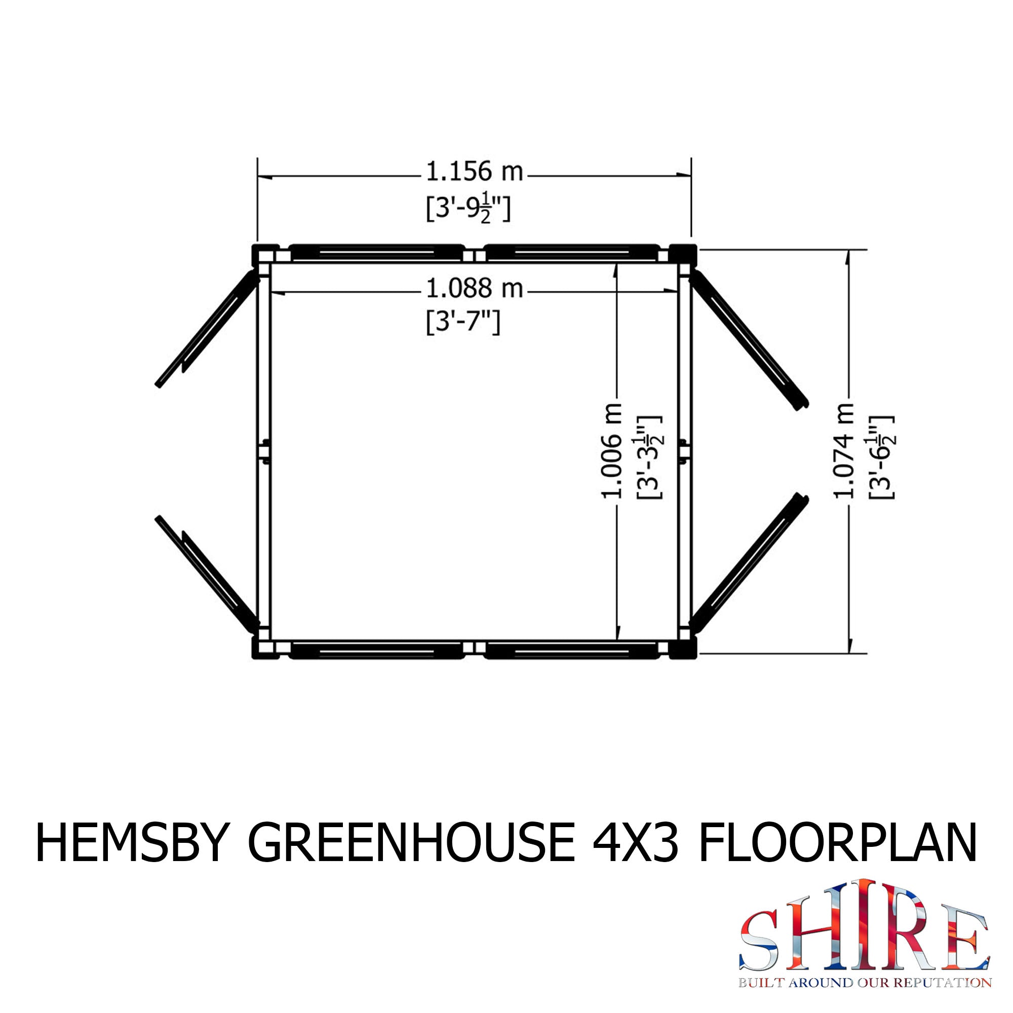 Shire Hemsby 4x4 Wooden Glass Greenhouse