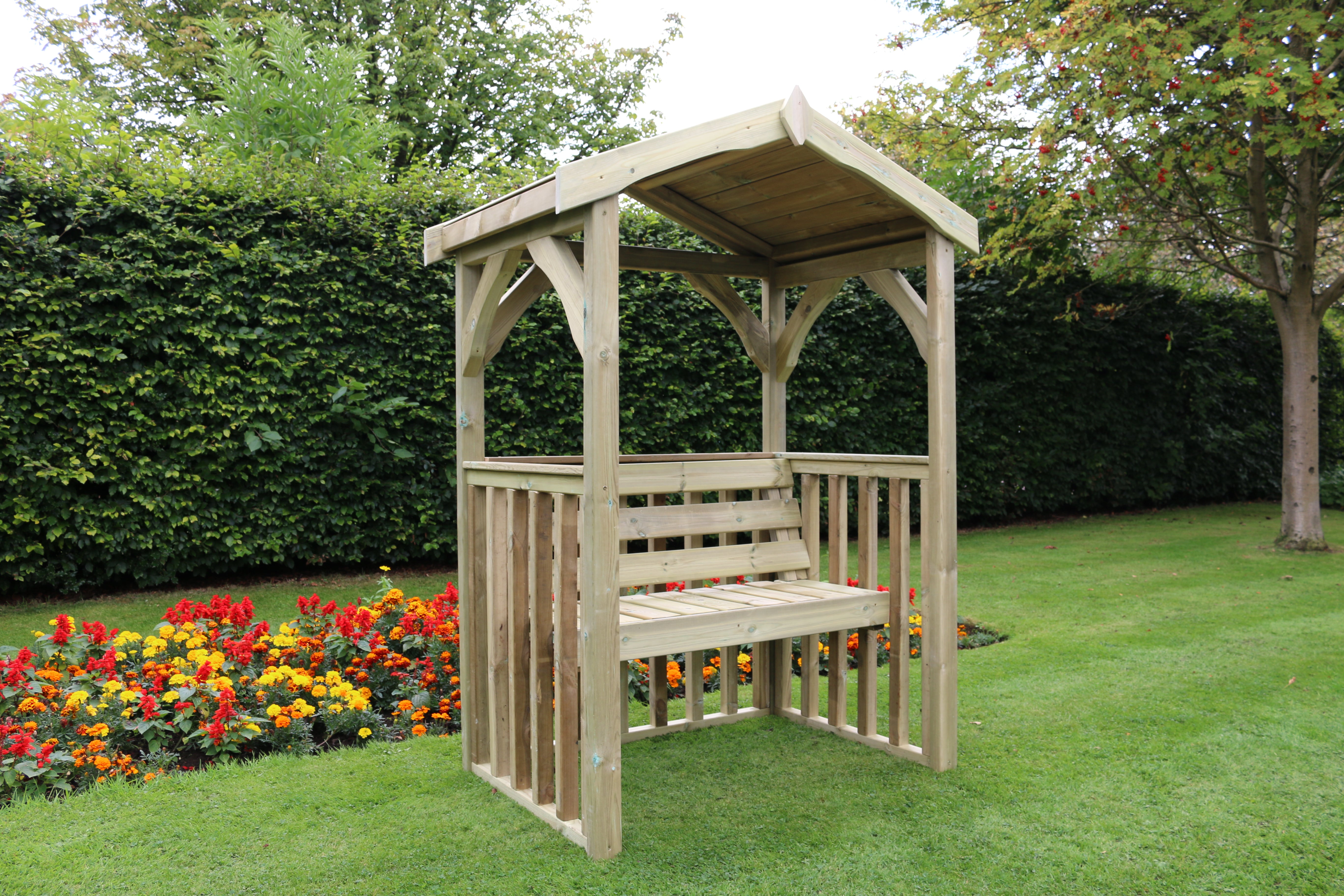 Anastasia 2 Seater Chunky Wooden Garden Arbour - Churnet Valley