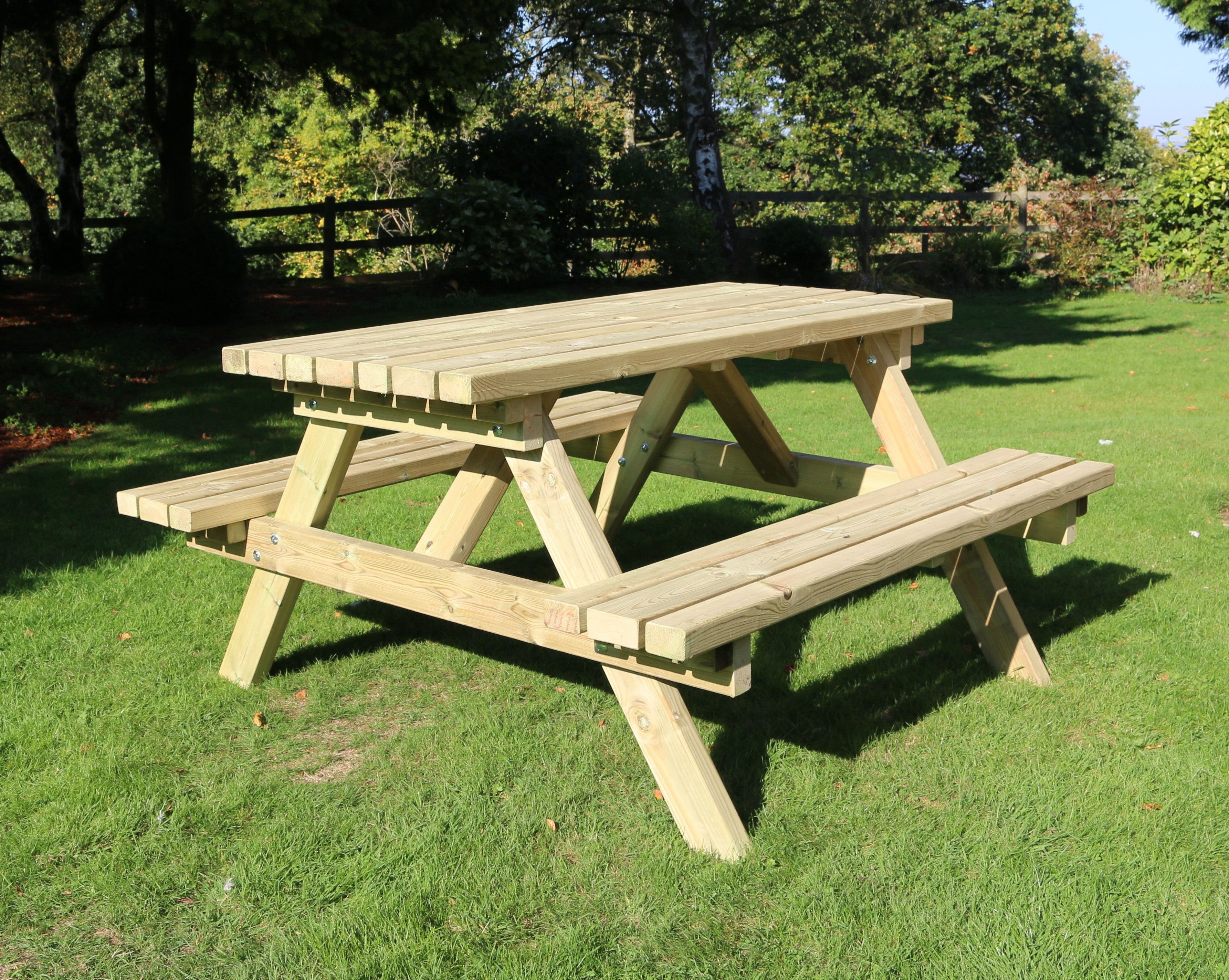 Deluxe Large Chunky Wooden Picnic Table 180cm Length - Churnet Valley