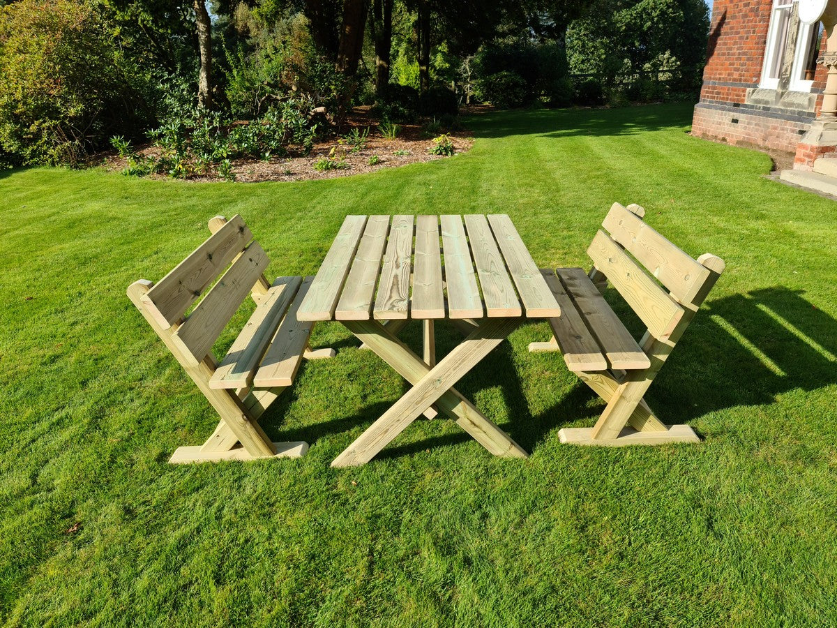 Ashcombe Chunky Wooden 4 Seater Garden Dining Set with Table