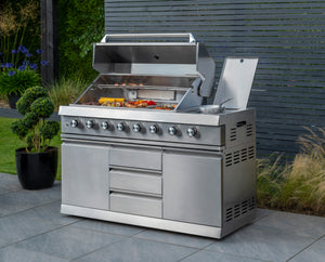 Absolute Outdoor Kitchen Gas BBQ - 6 Burners with Side Burner