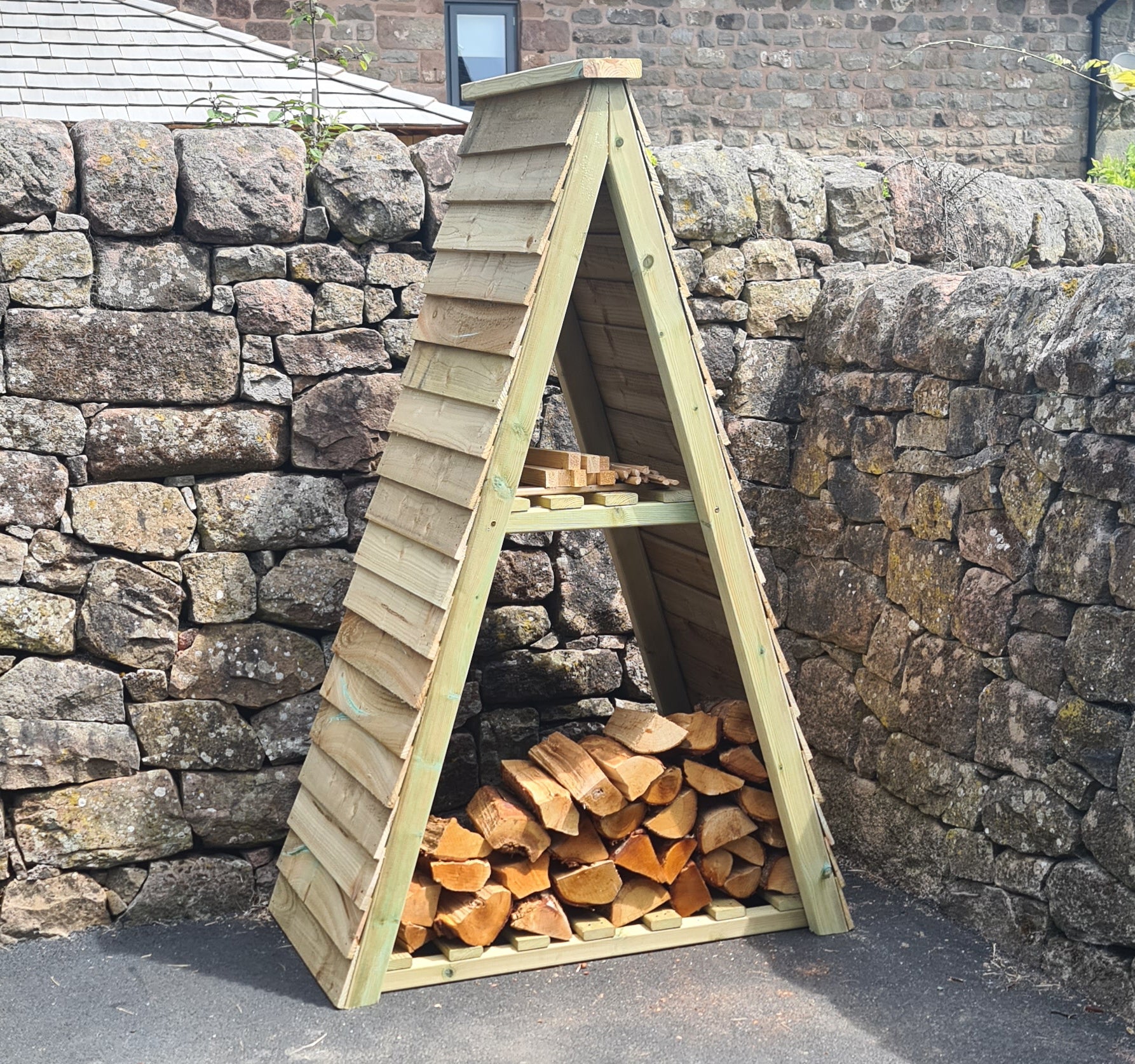 Wooden Triangle Shaped Log Store - Churnet Valley