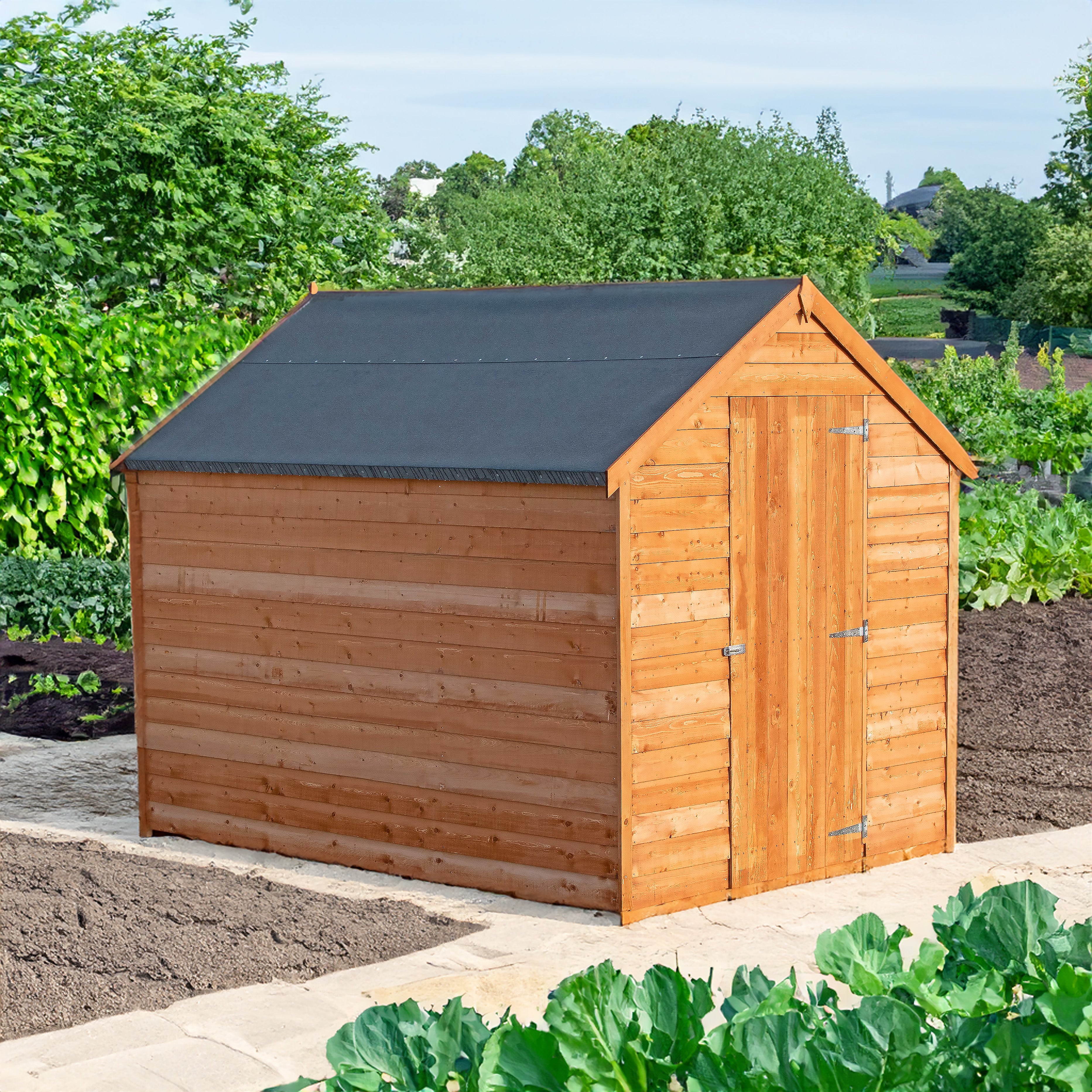 Shire 8x6 Overlap Single Door Value Garden Shed with Double Window
