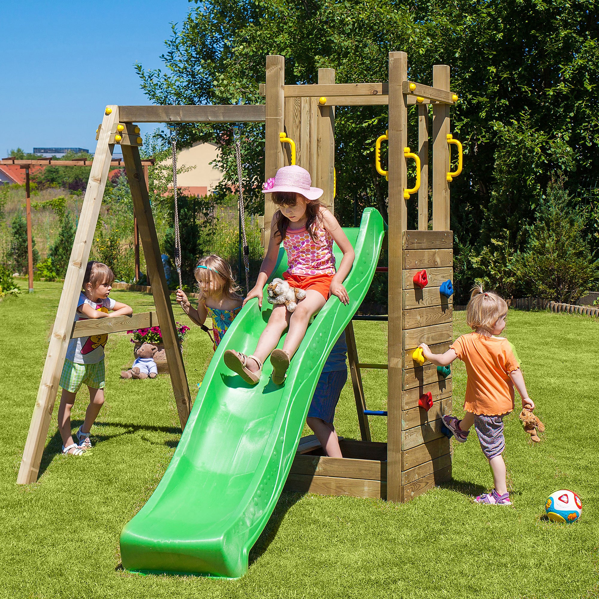 Shire Rumble Ridge Rock Climbing Wall with Single Swing & Slide