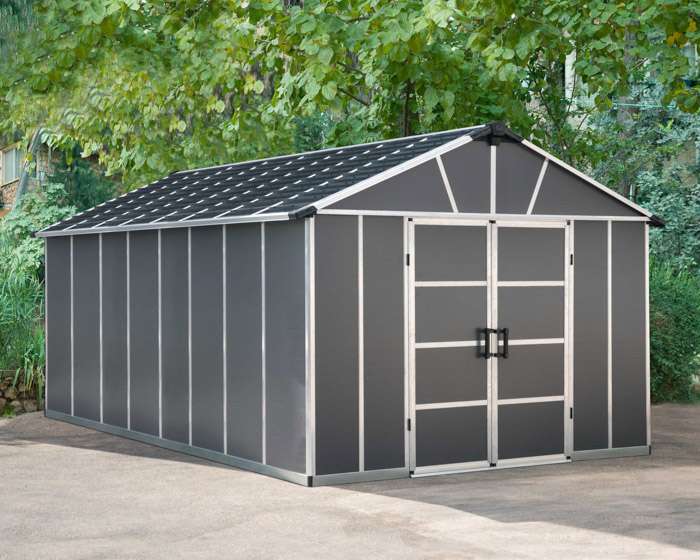 Yukon 11 x 17.2 Dark Grey Plastic Garden Apex Shed - Canopia by Palram