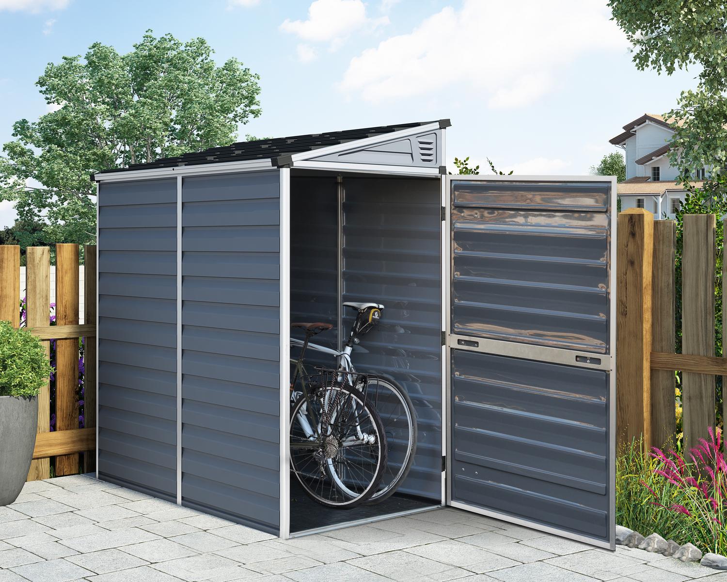 SkyLight Plastic 4x6 Dark Grey Pent Garden Shed - Canopia by Palram