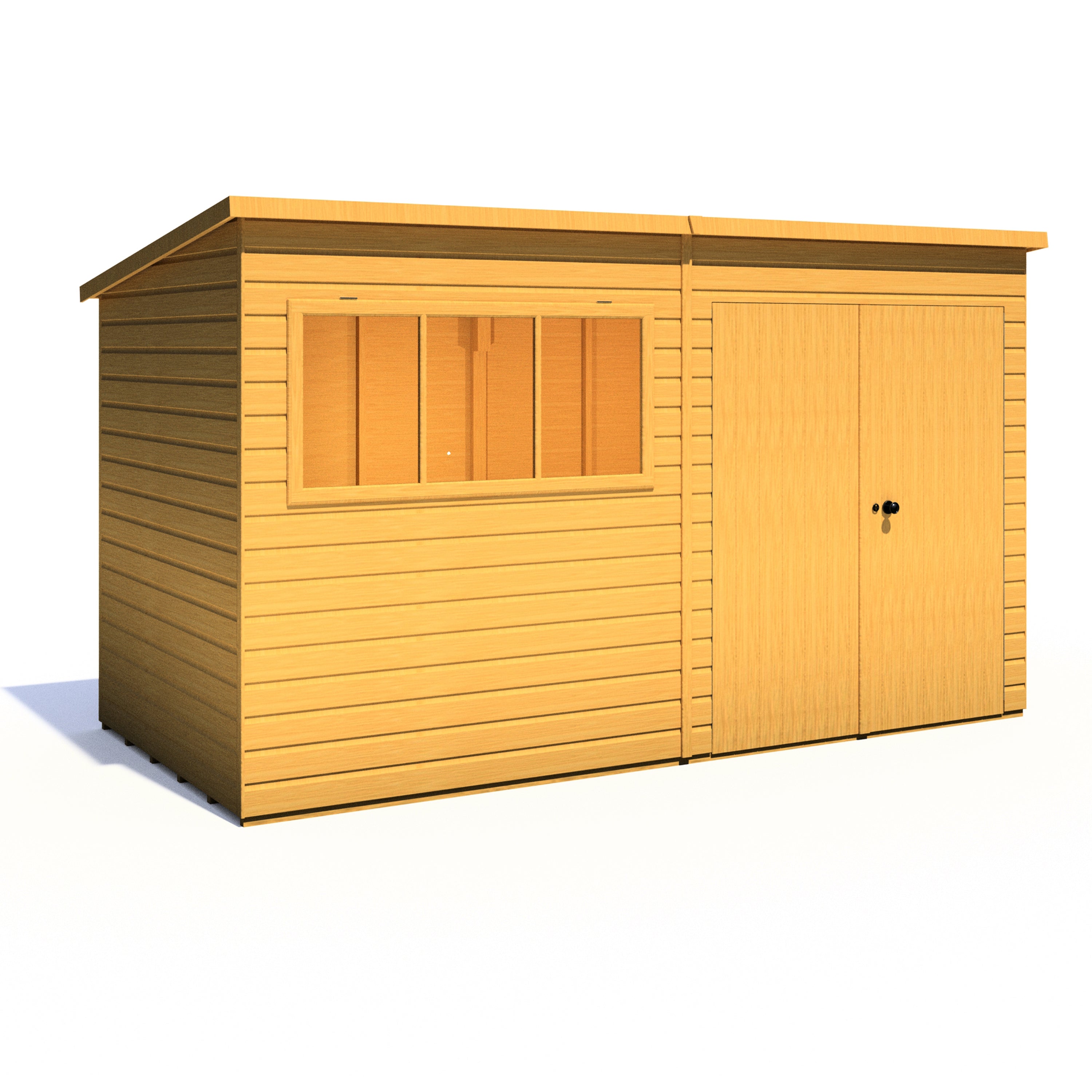 Shire 12x6 Ranger Pent Flatpack Garden Shed with Double Doors