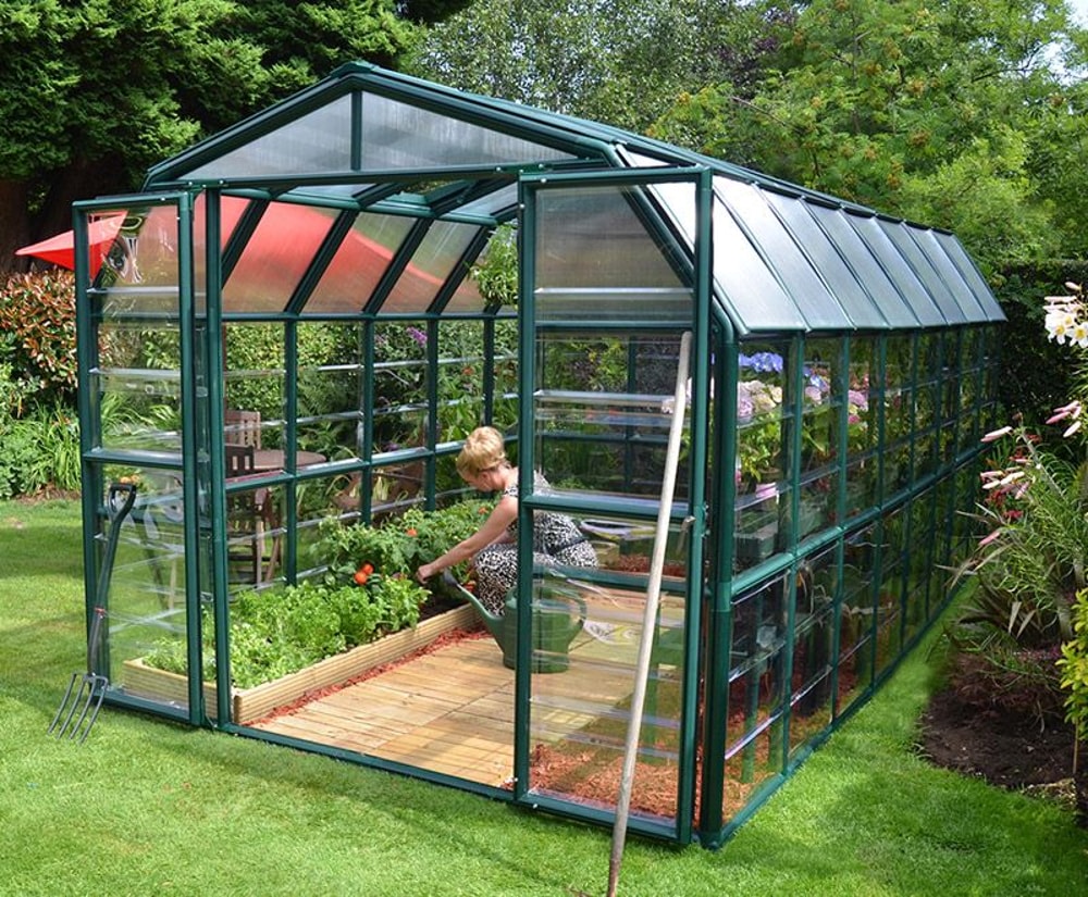 Grand Gardener Resin Frame 8ft x 16ft Polycarbonate Greenhouse - Canopia by Palram