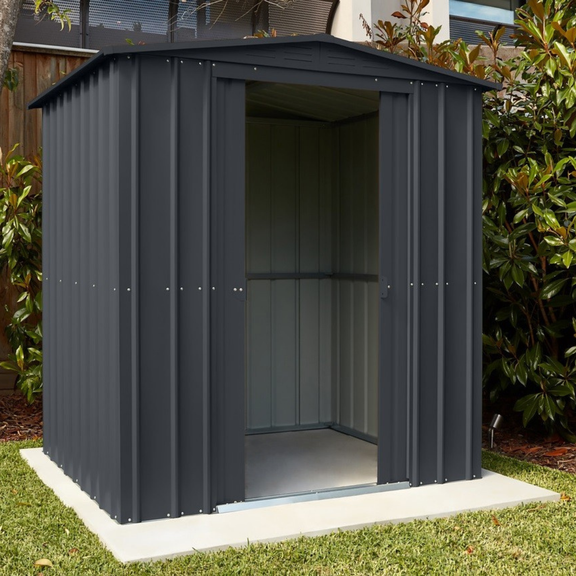 Globel 6x4ft Apex Metal Garden Shed - Anthracite Grey