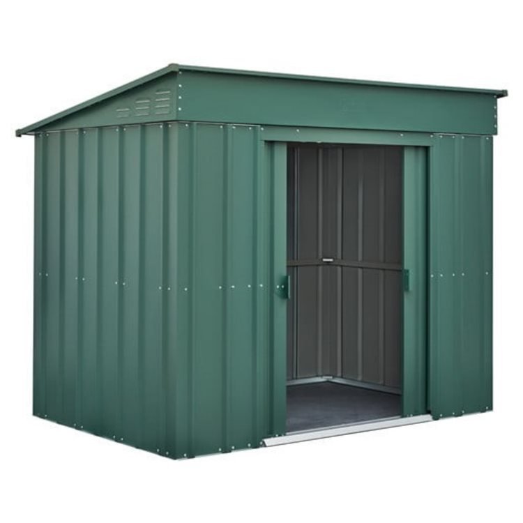 Globel 6x4ft Low Pent Small Metal Garden Shed - Green