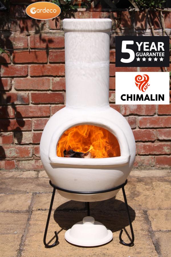 Gardeco SEMPRA large chimenea made of Chimalin AFC, inc lid & stand, natural clay