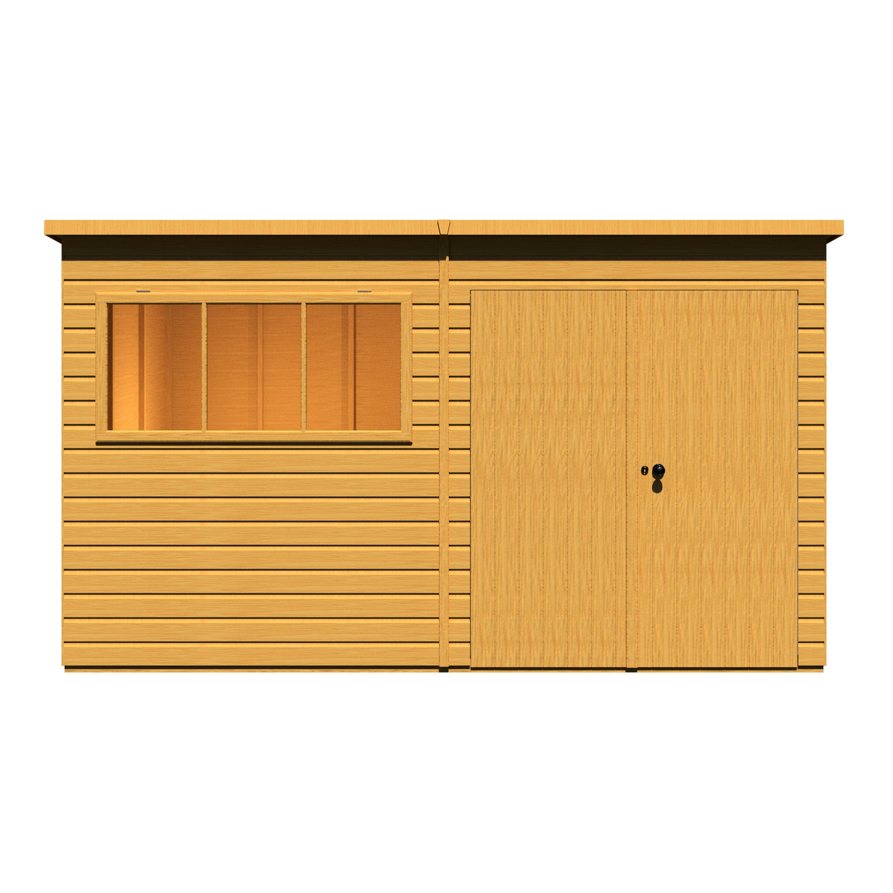 Shire 12x8 Ranger Pent Flatpack Garden Shed with Double Doors