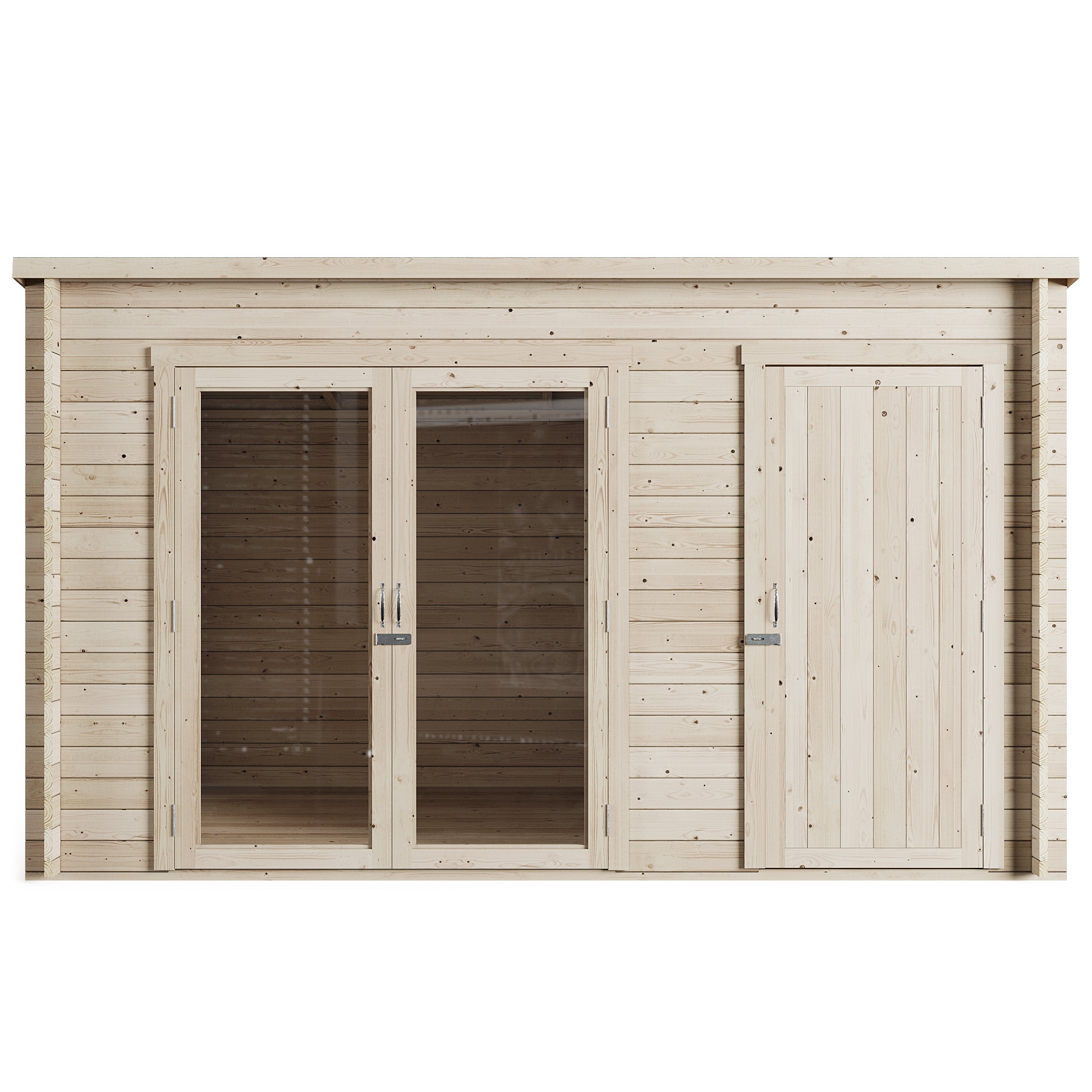 Store More Darton Pent Log Cabin Summerhouse with Side Storage - 12ft x 8ft