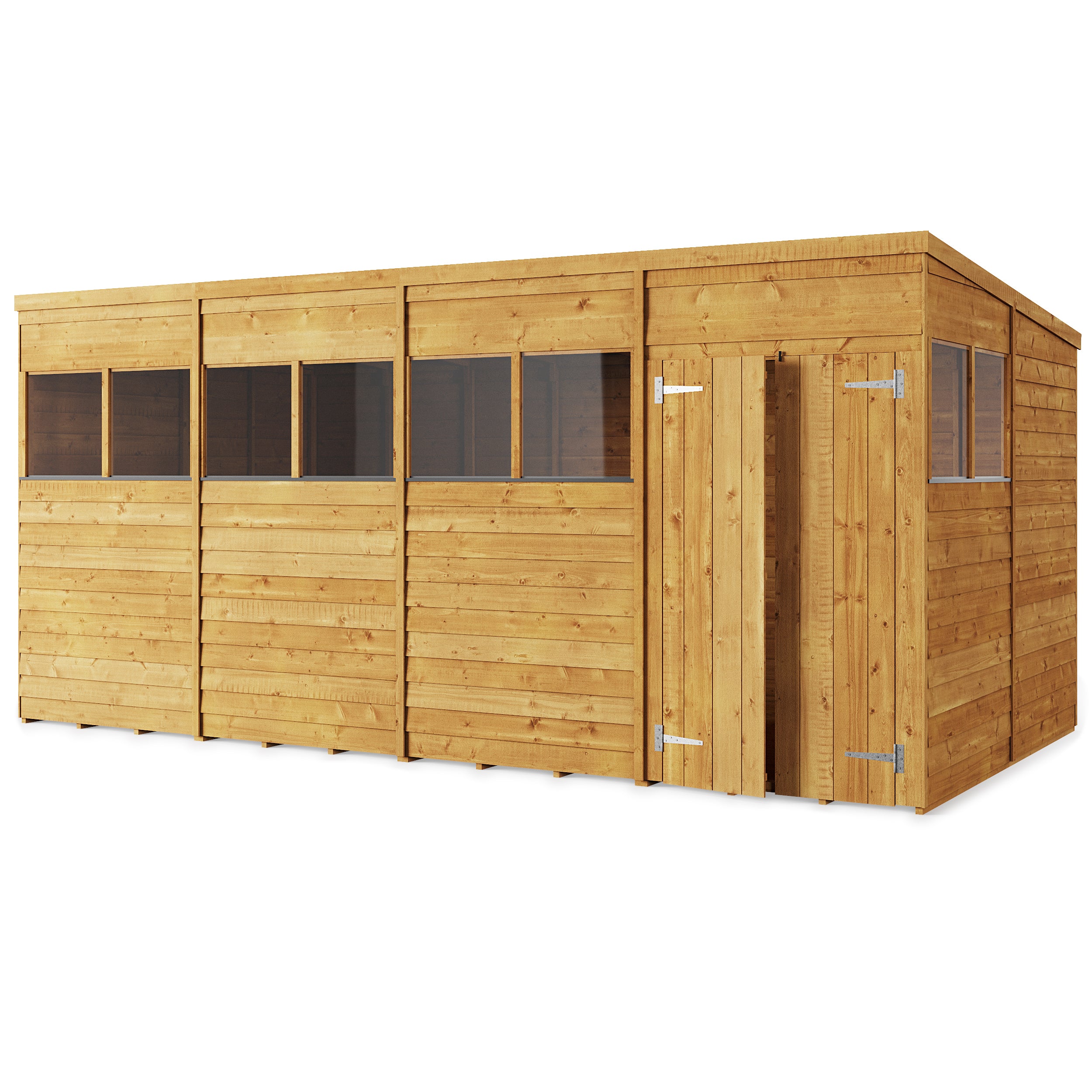 Store More 16x8 Large Overlap Pent Garden Shed with Double Doors & Windows