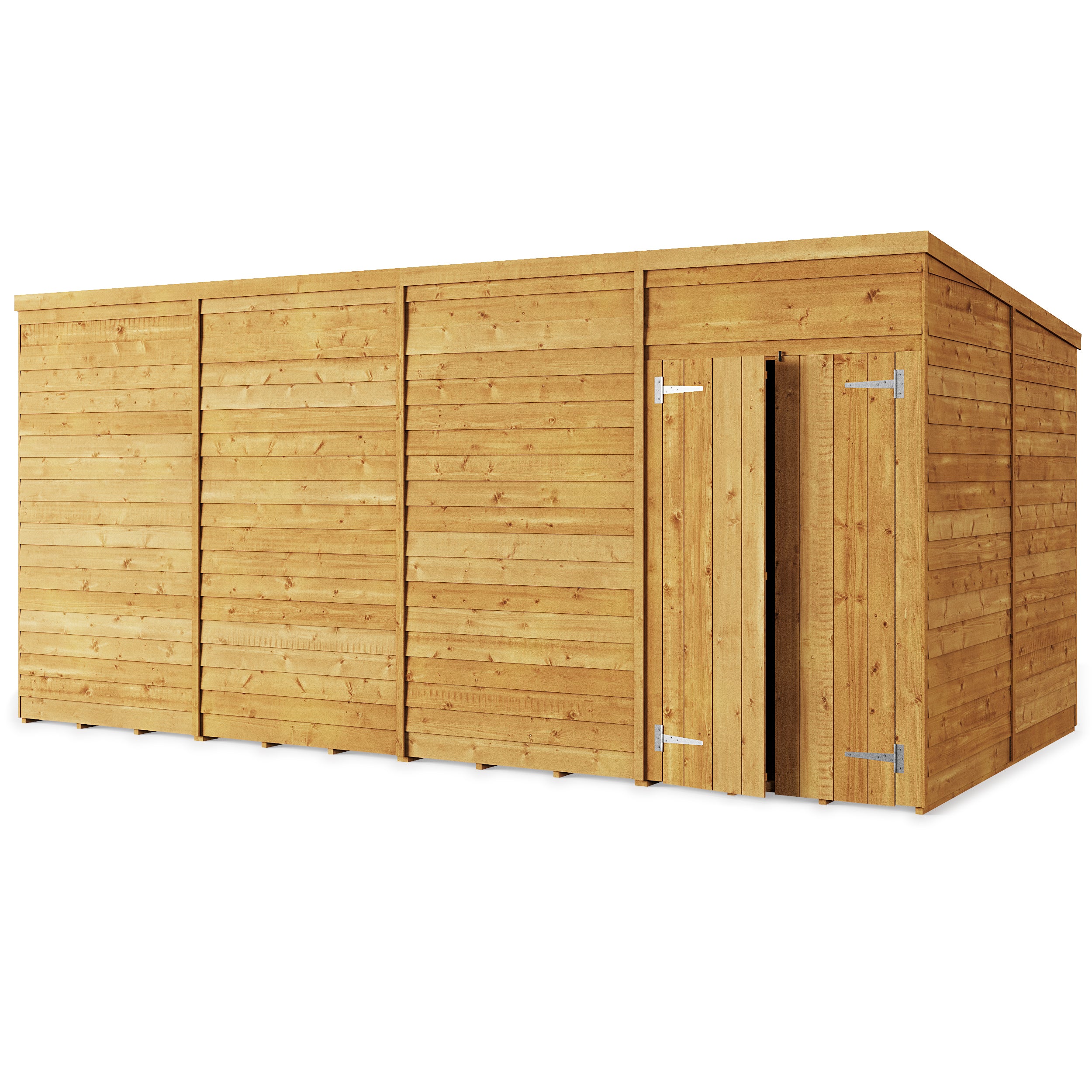 Store More 16x8 Large Overlap Pent Garden Shed with Double Doors (Windowless)