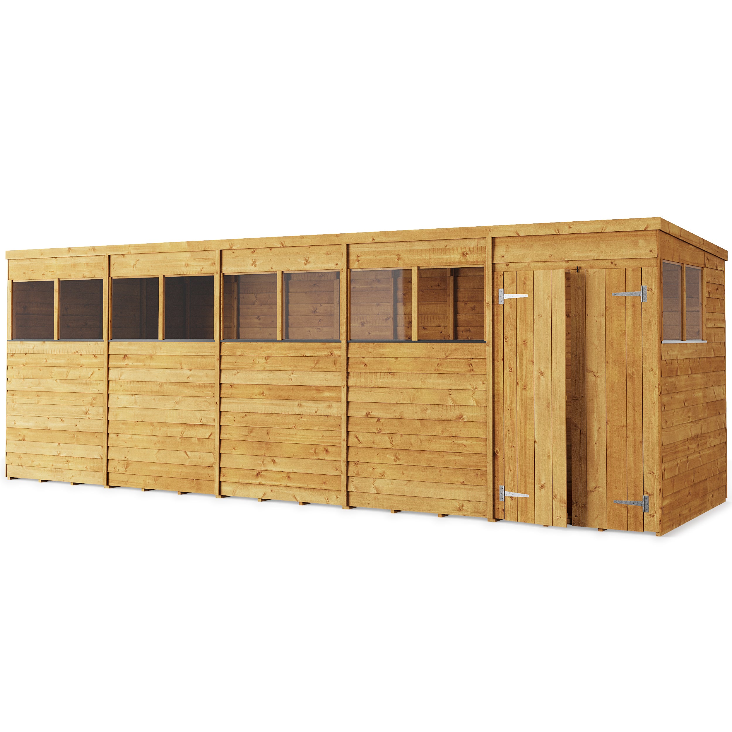 Store More 20x6 Large Overlap Pent Garden Shed with Double Doors & Windows