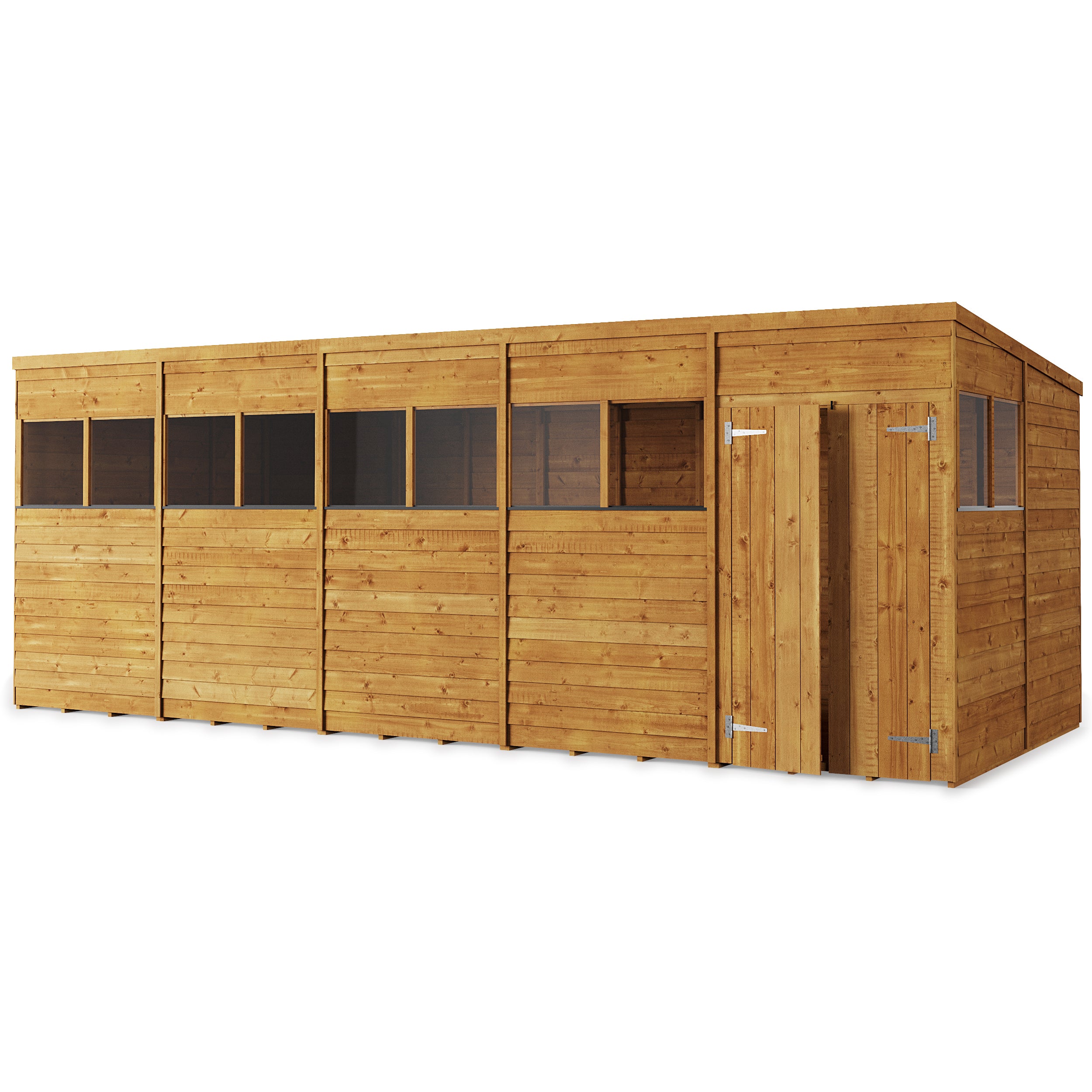 Store More 20x8 Large Overlap Pent Garden Shed with Double Doors & Windows