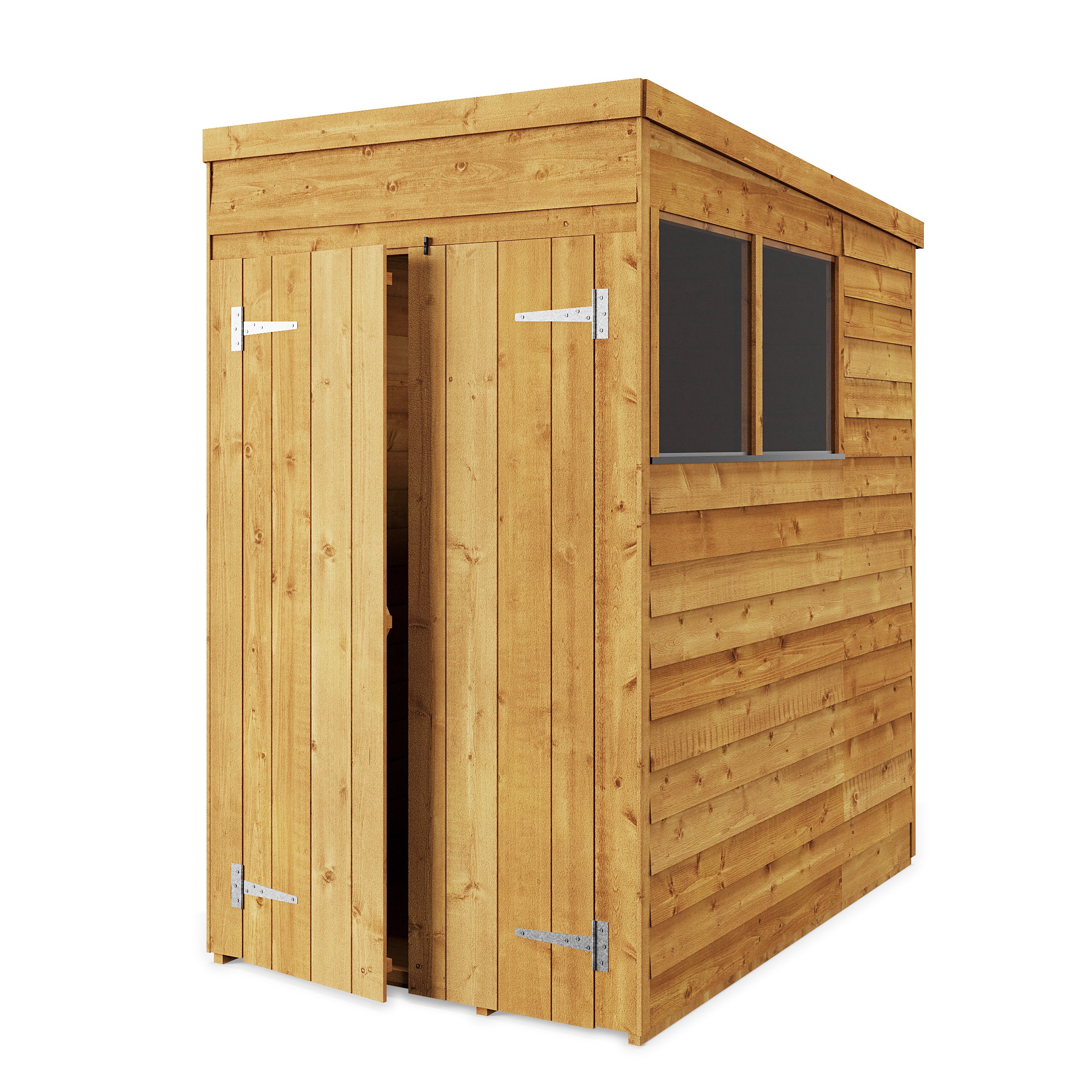 Store More 4x6 Small Overlap Pent Garden Shed with Double Doors & Windows