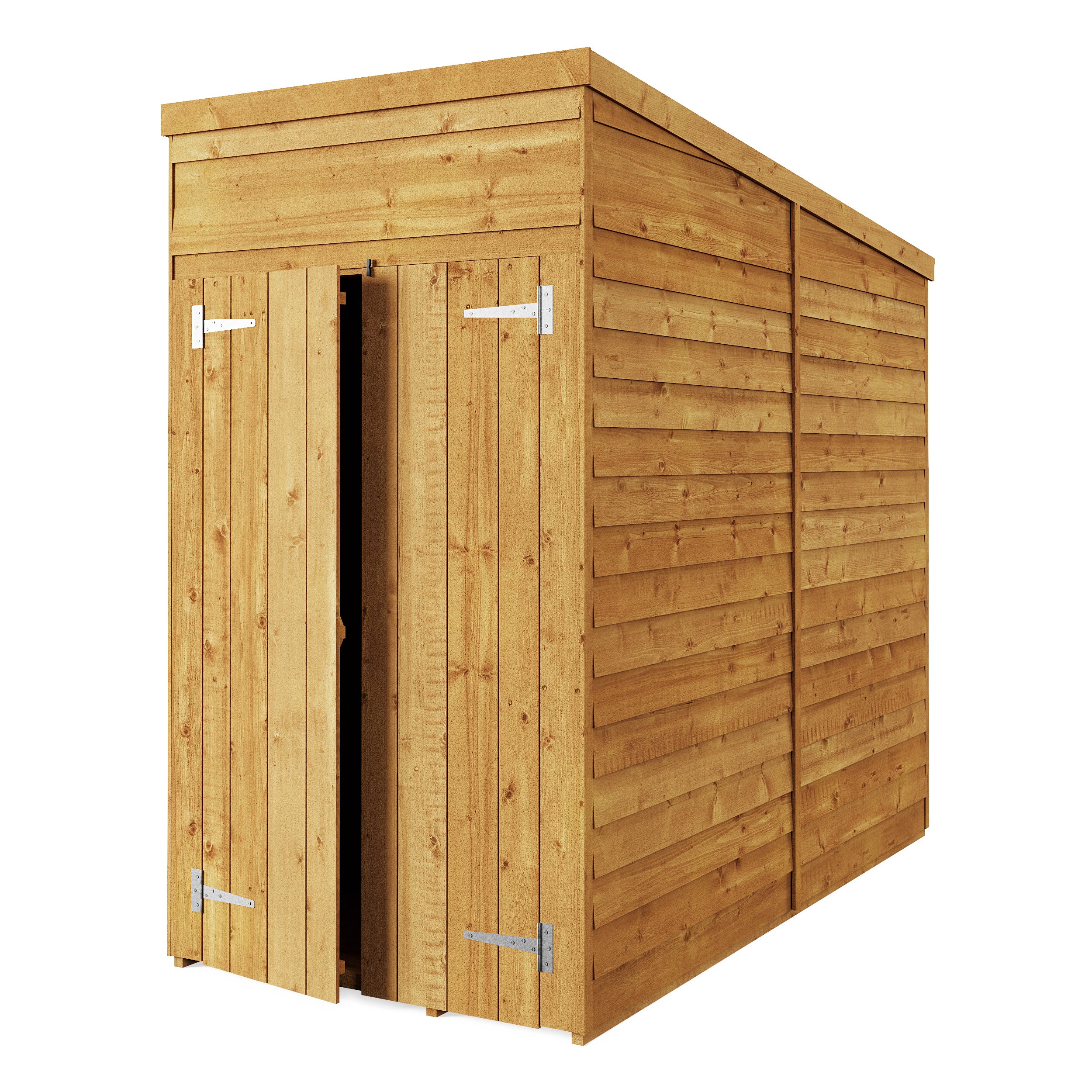 Store More 4x8 Small Overlap Pent Garden Shed with Double Doors (Windowless)