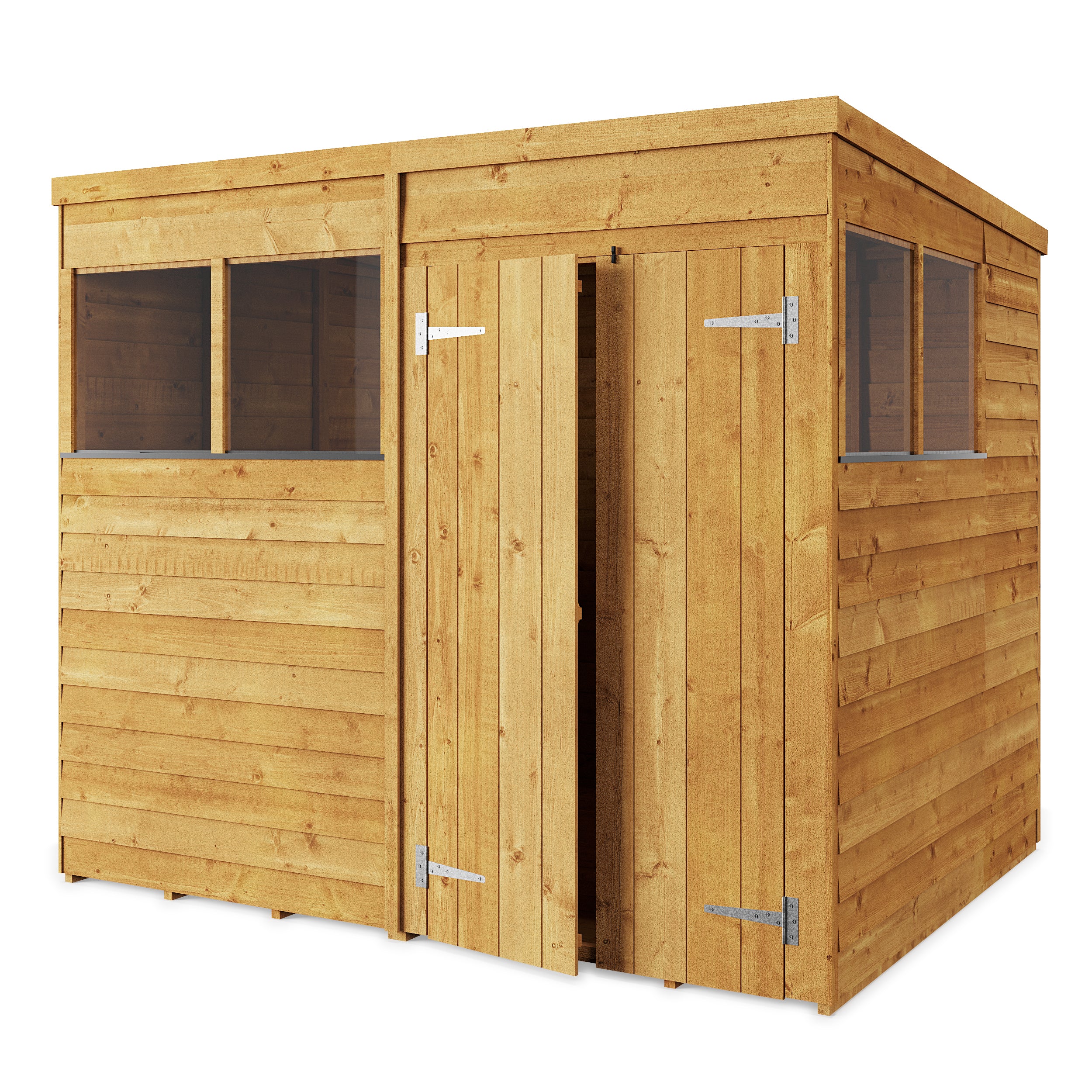 Store More 8x6 Overlap Pent Garden Shed with Double Doors & Windows