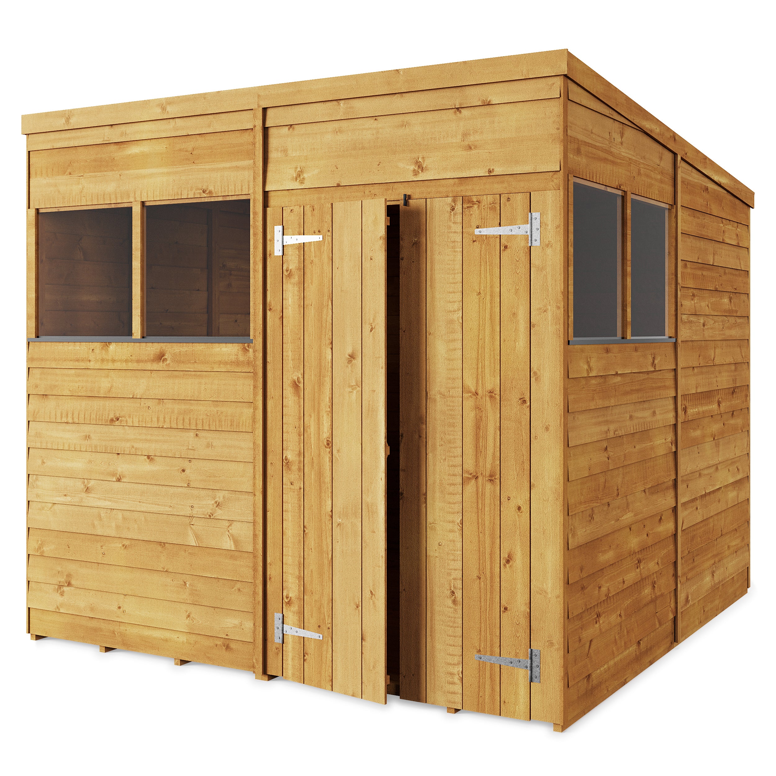 Store More 8x8 Overlap Pent Garden Shed with Double Doors & Windows