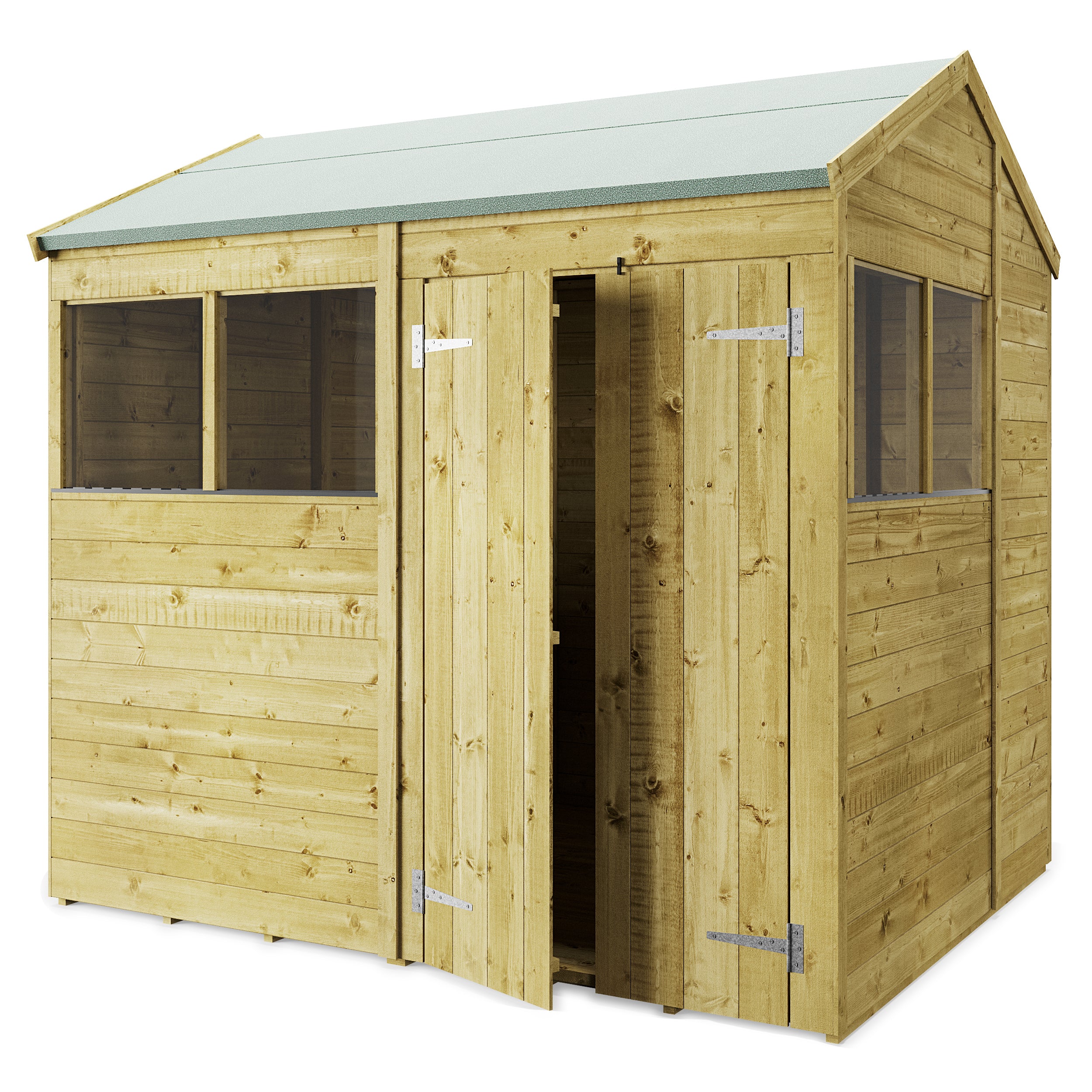 Store More 8x6 Tongue and Groove Apex Garden Shed with Double Doors & Windows