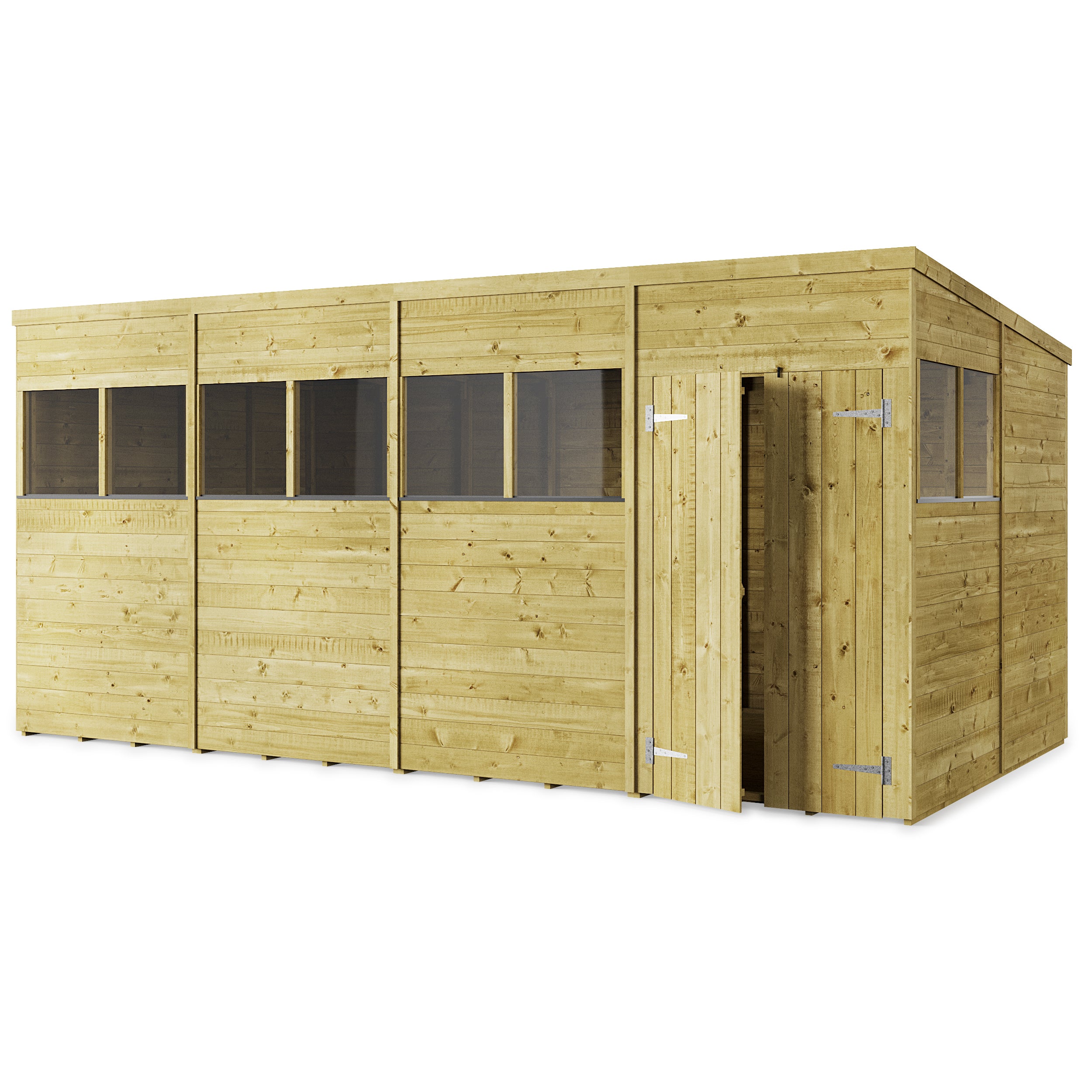 Store More 16x8 Large Tongue and Groove Pent Shed with Double Doors & Windows