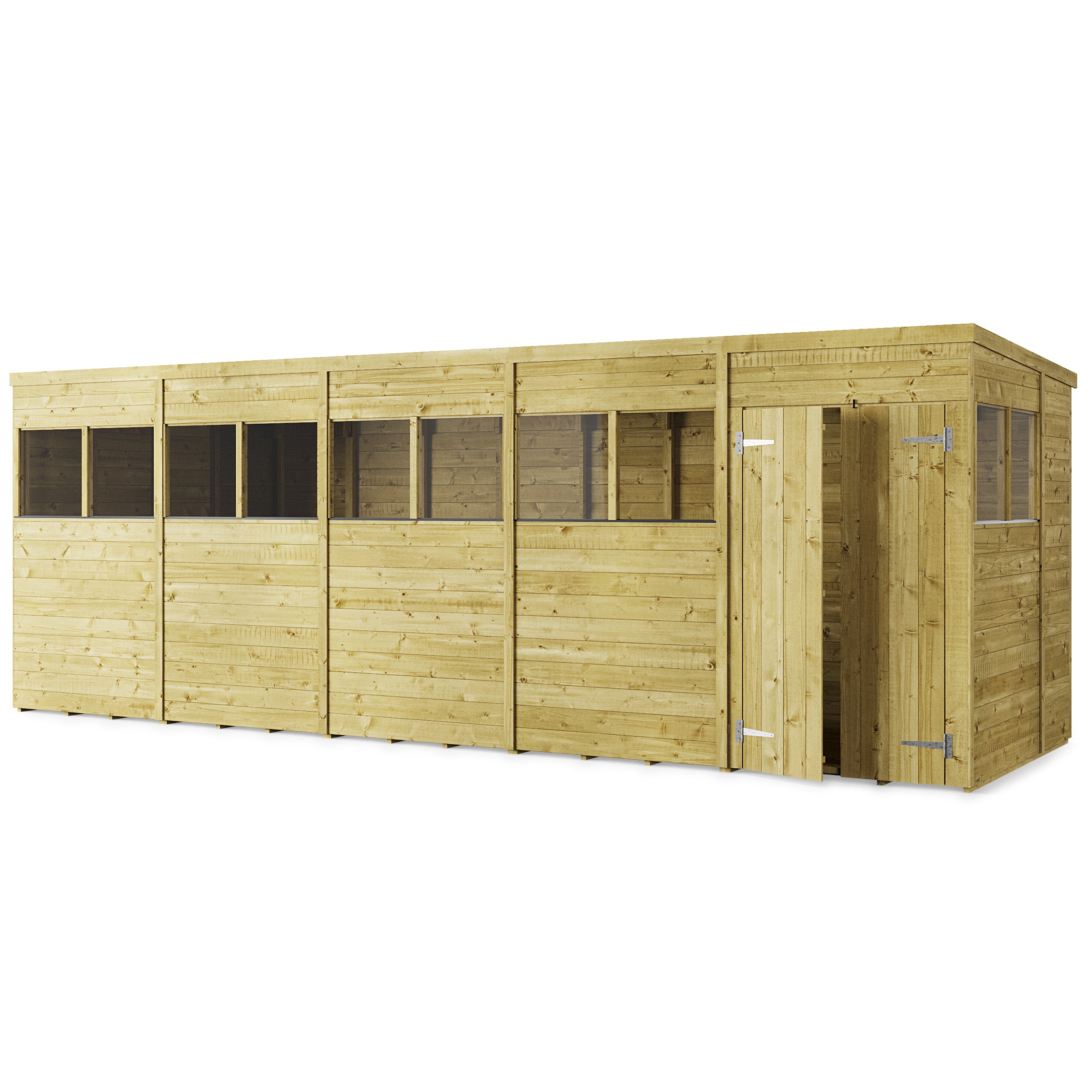 Store More 20x6 Large Tongue and Groove Pent Shed with Double Doors & Windows