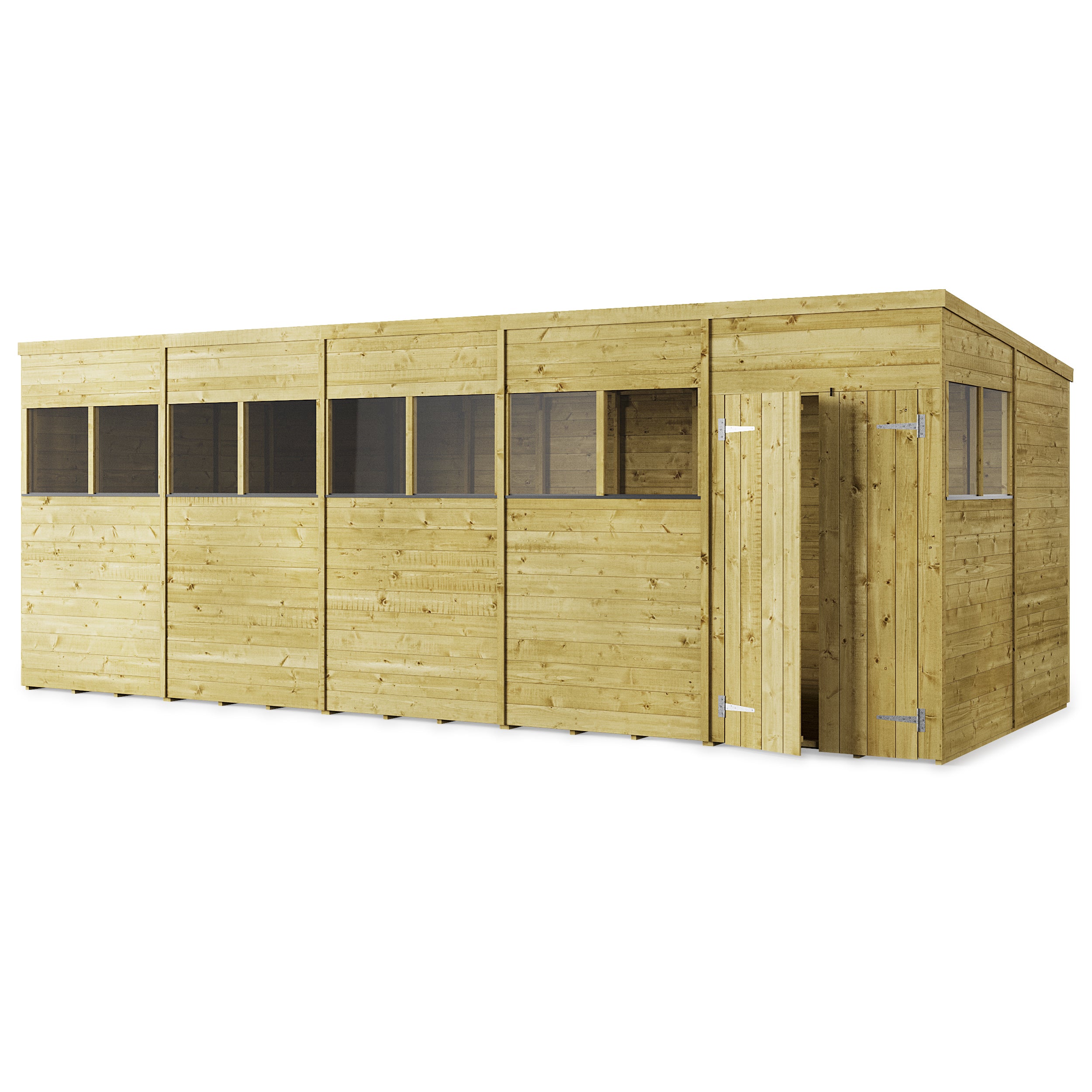 Store More 20x8 Large Tongue and Groove Pent Shed with Double Doors & Windows