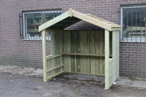 Large Chunky Wooden Smoking Shelter with Apex Roof - Churnet Valley