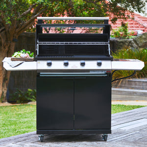 Beefeater 1200E 4 Burner Gas BBQ & Side Burner with Built In Trolley