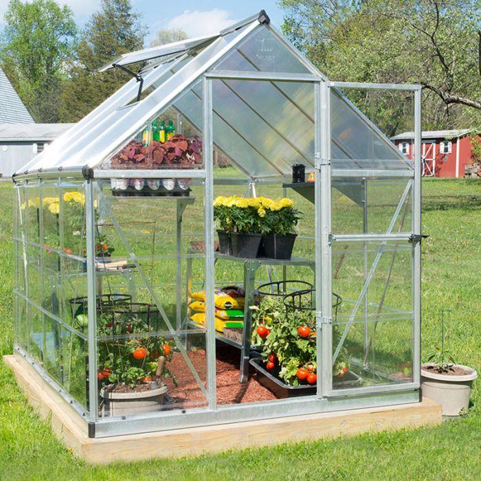 Hybrid Aluminium Frame 6x8 Silver Polycarbonate Greenhouse - Canopia By Palram